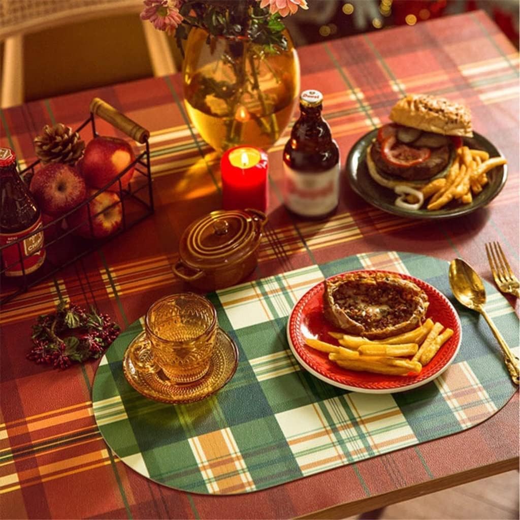 Placemats Place Mats for Kitchen Dining Table 6 Pcs Lattice Table Pad Placemats Leather Kitchen Placemat Insulation Pad Coffee Table Mat Home Decor (Color : B)