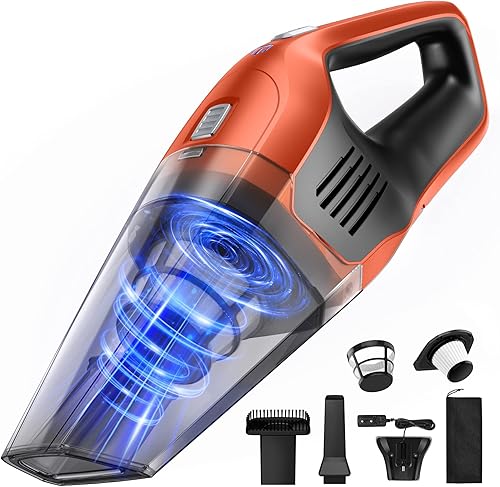 Aspiradora de mano, potente succión, portátil, ligera, de mano, inalámbrica, con batería recargable de 25-30 minutos de largo tiempo de