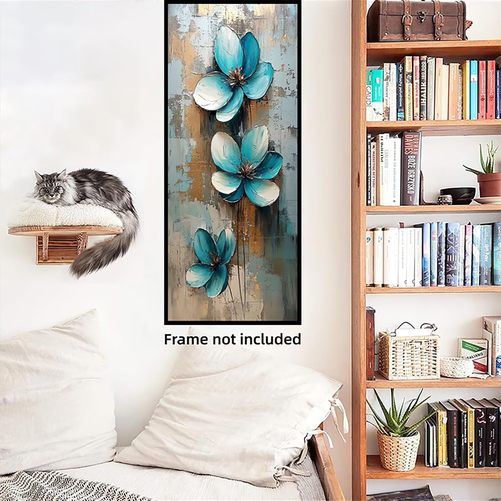 Malen Nach Zahlen 50x150cm Leinwand Weiß Malen Nach Zahlen Erwachsene mit Ohne Rahmen, DIY Kreativ Set für Erwachsene mit Pinseln und Acrylfarbe, Zimmer Deko Blumen1 Landschaft Geschenk, P0M-1031