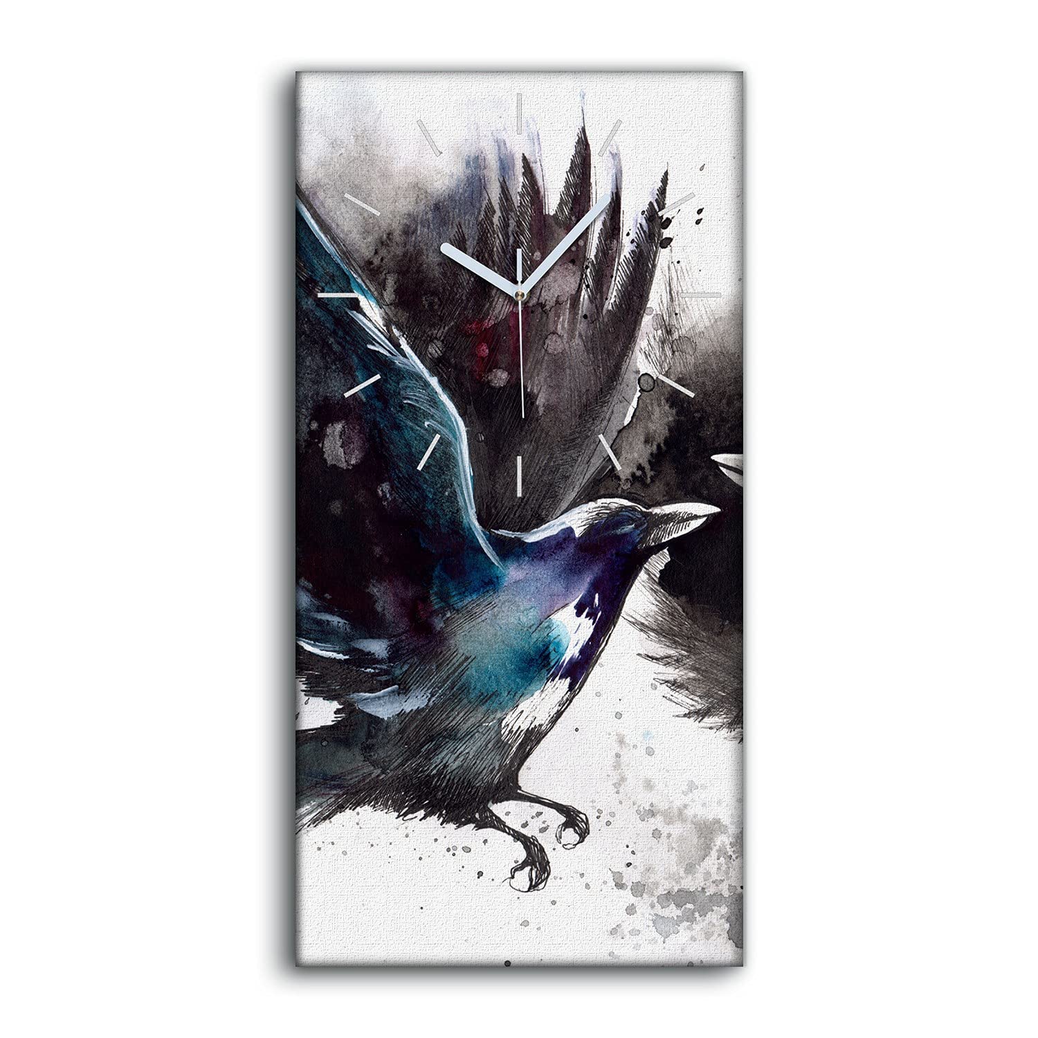 Horloge sur Toile Grand Format 30x60 Art Mural Salon Moderne Oiseaux