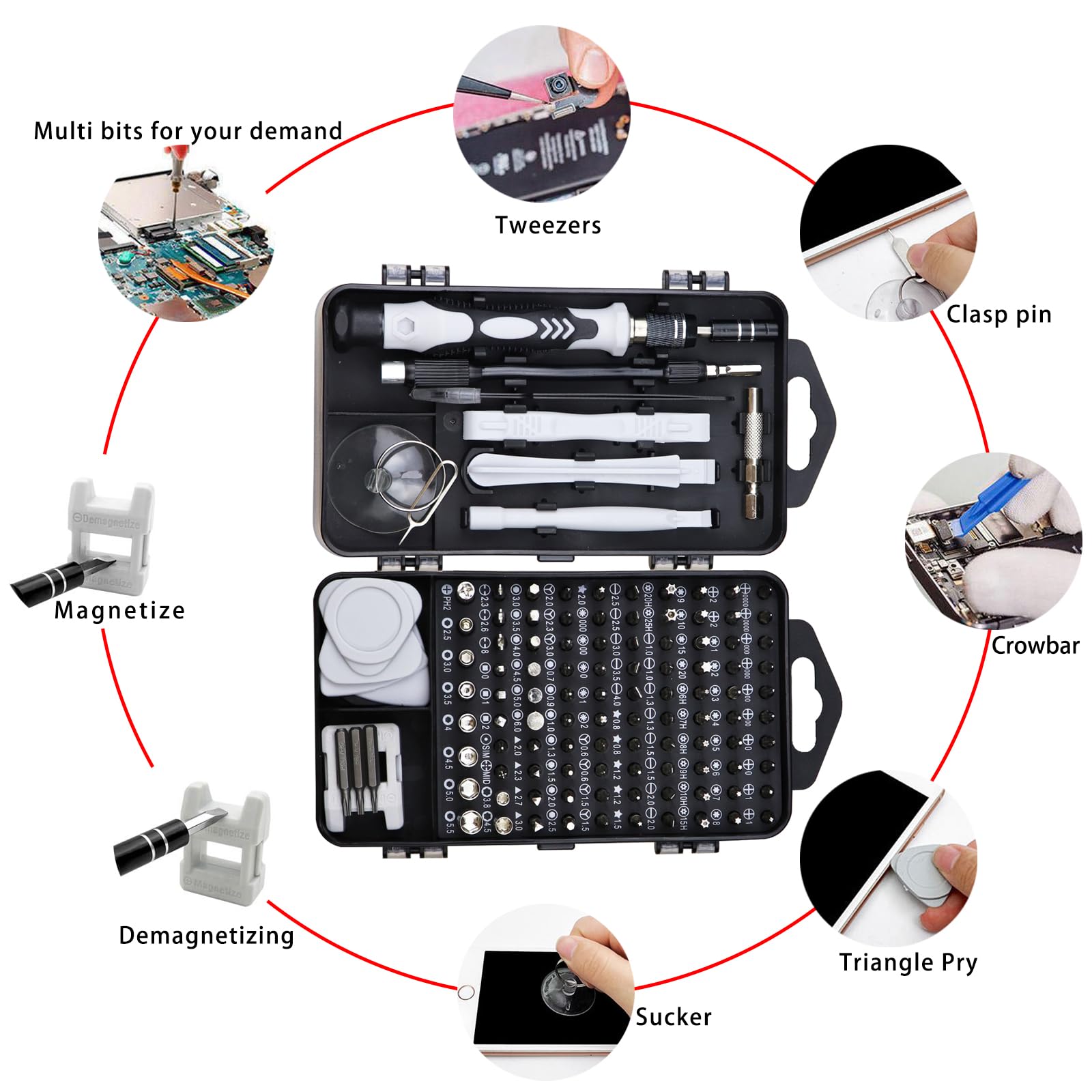 Ensemble de tournevis de précision 122 en 1 magnétique professionnel pour réparation d'ordinateur, petit tournevis électronique pour téléphone, PC, montre, console de jeu, tablette, appareil