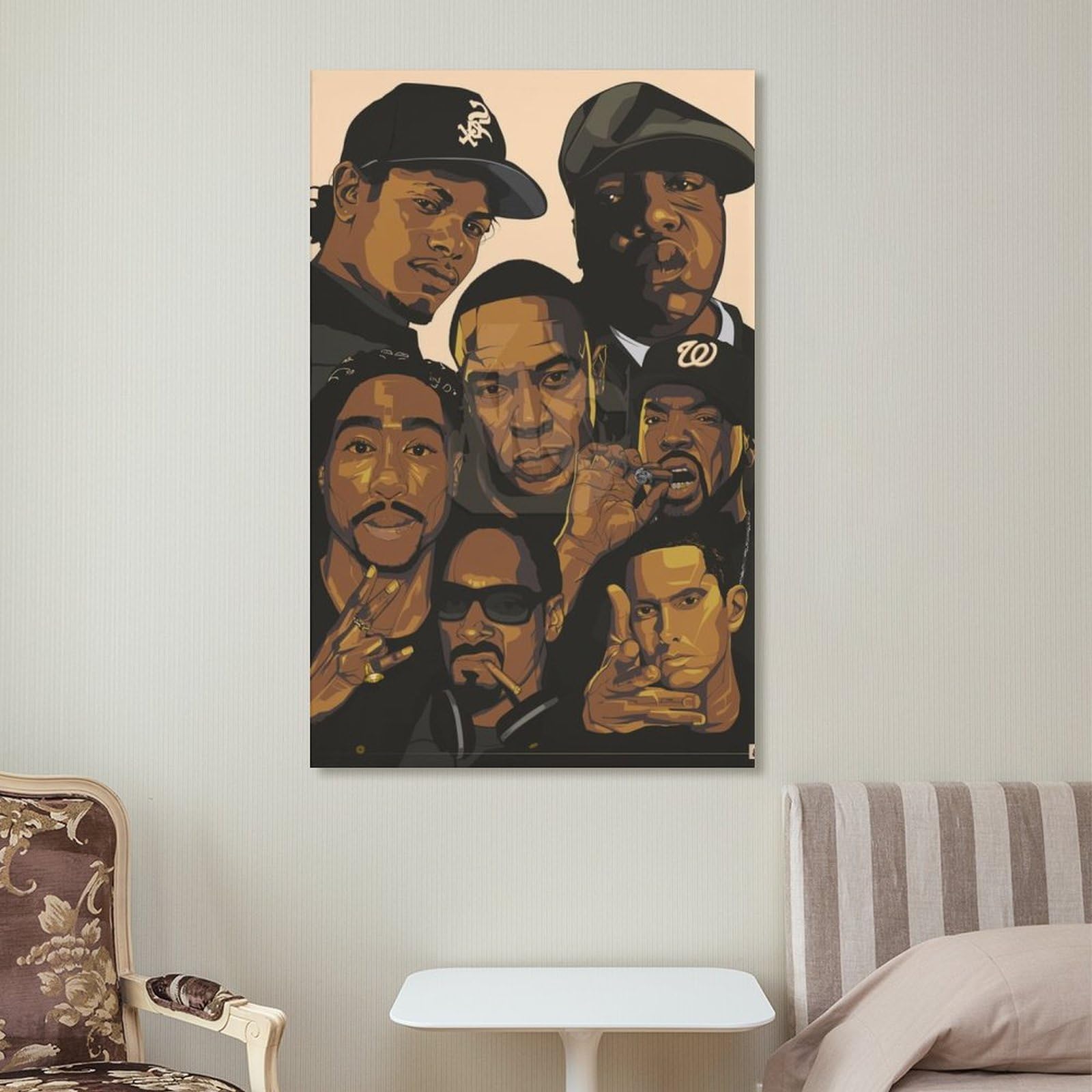 Poster artistico su tela, motivo: cantante rap, hip hop, tutte le stelle, decorazione da parete, poster decorativo moderno, 60 x 90 cm
