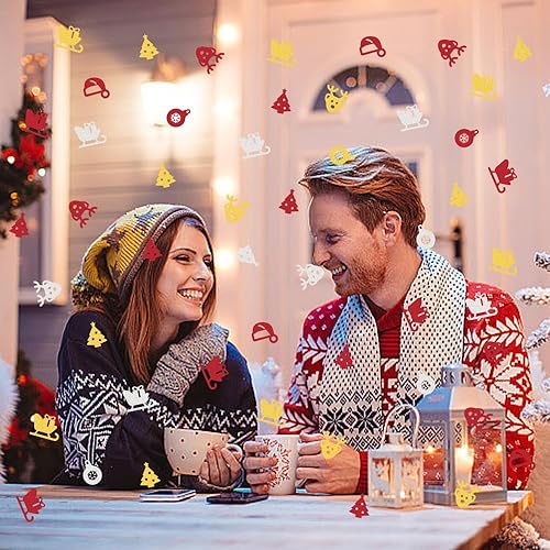 Miniatura 4 de 200 piezas de confeti de Navidad, azufaifo, rojo, plateado, dorado, trineo, alce, árbol de Navidad, sombrero de Papá Noel, decoración de confeti de