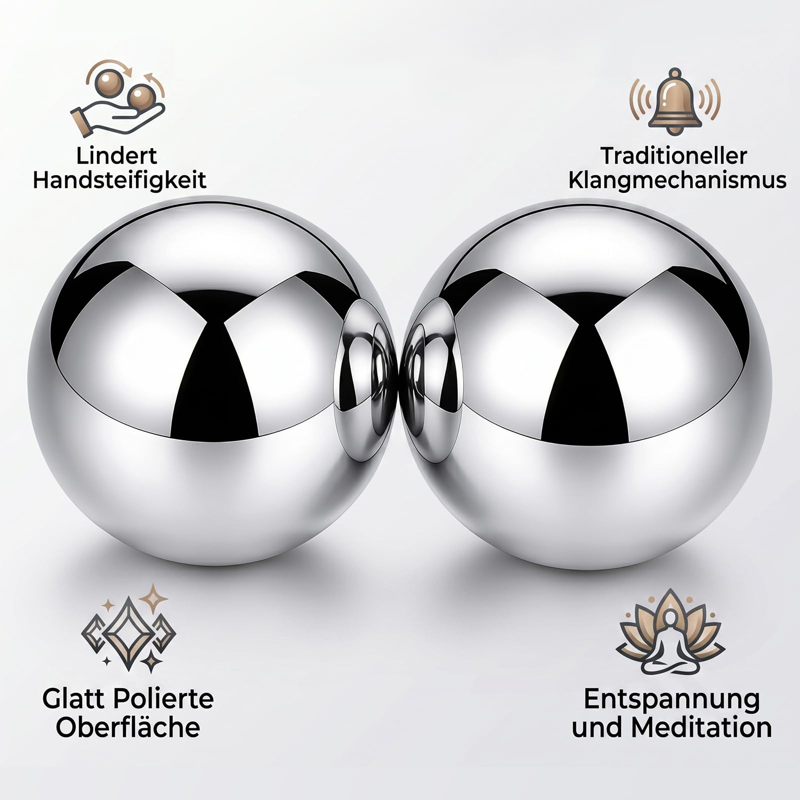 Qi Gong Bolas de metal de 38 mm, bolas de sonido para relajación y meditación, bolas de entrenamiento Qi Gong para principiantes y personas mayores, agradable bola de sonido con caja de