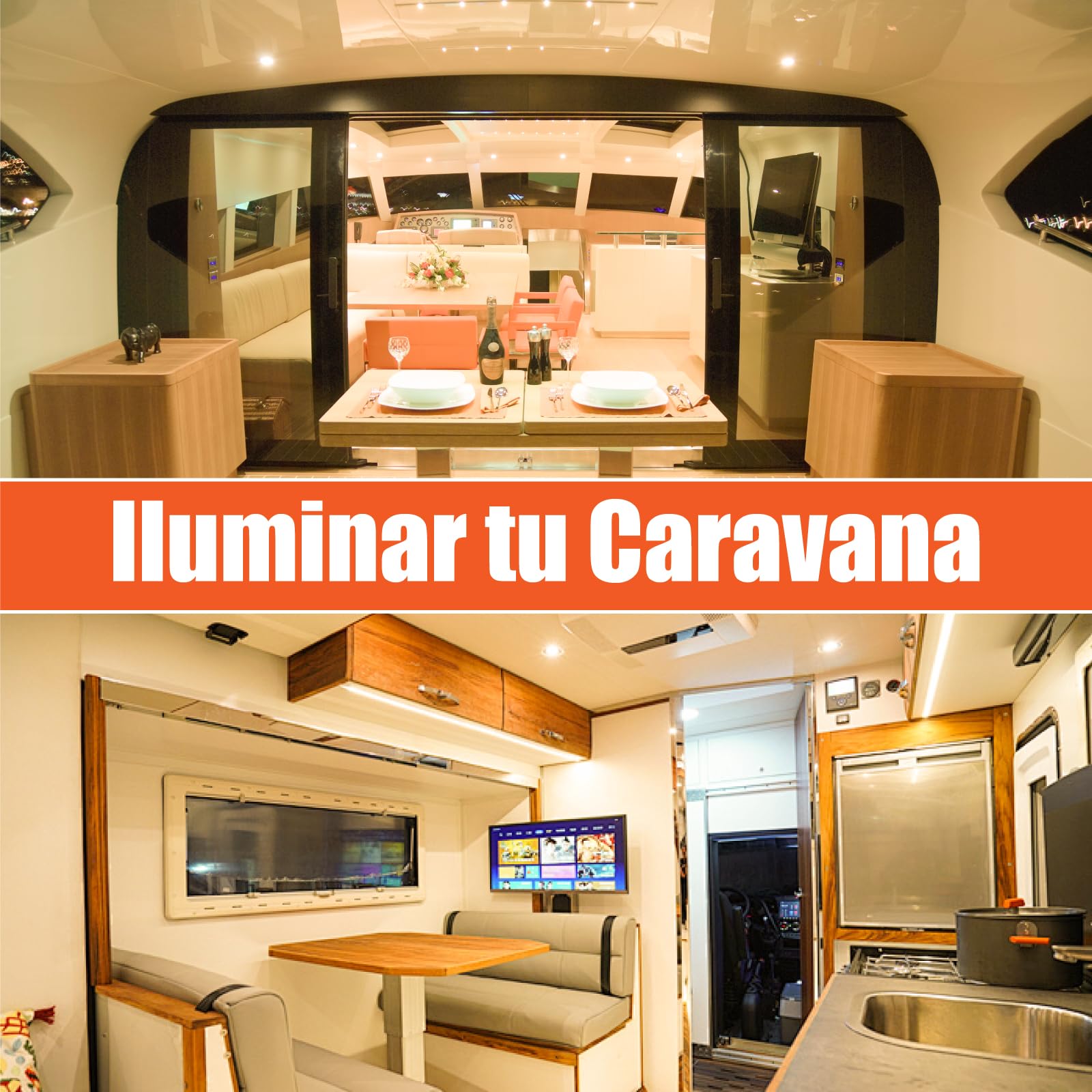 LED 12V Downlight Interior Regulable 3W para Techo de Campervan, Coche, Autocaravana, Caravana, Barco - Blanco Calido 3000K IP44 Empotrable