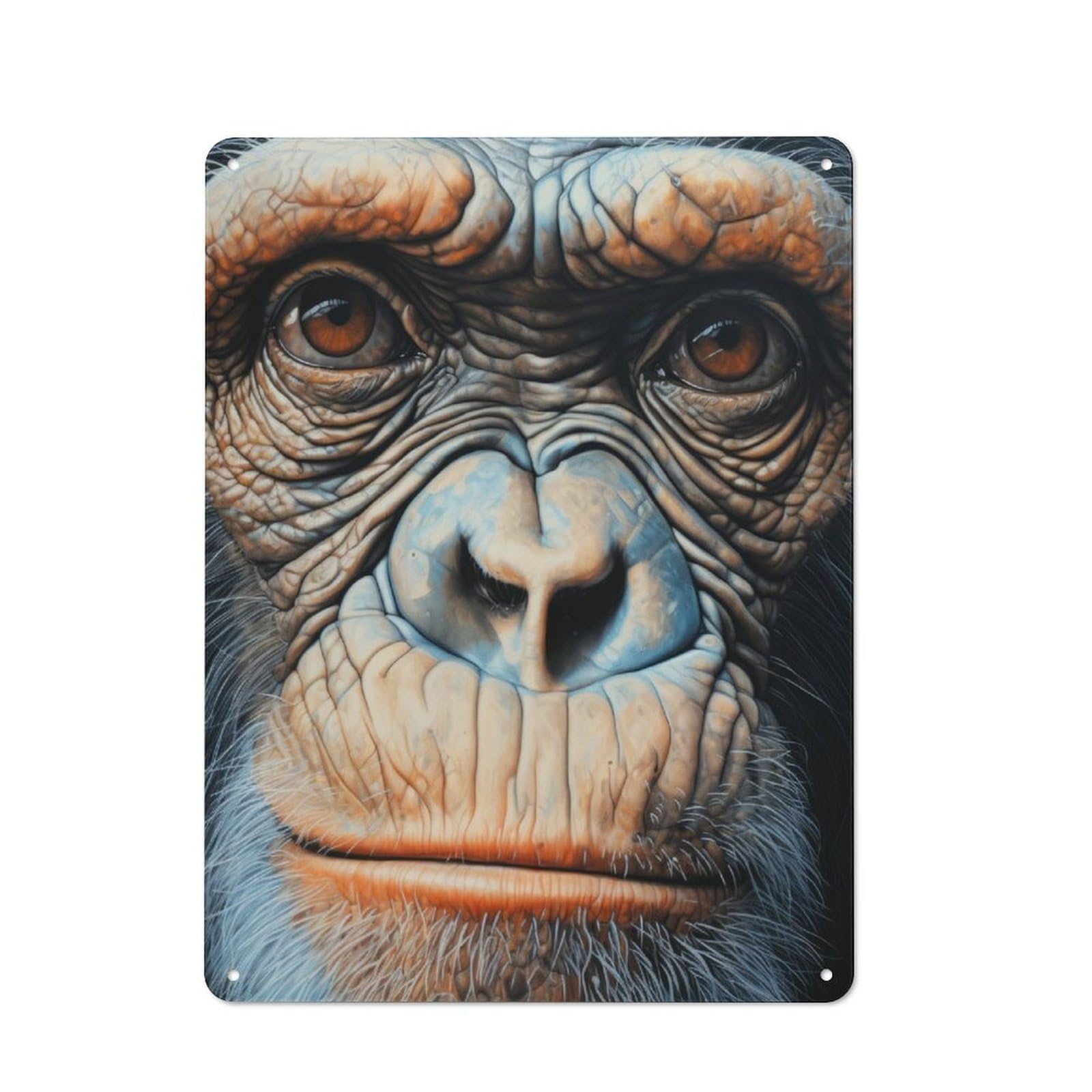 Junmoney Chimpanzee Portrait Metal Wall Sign 40X30cm, Rustic Decor For Home Bar Wall, Gift Idea At Christmas For Hosts Who Enjoy Retro Interiors