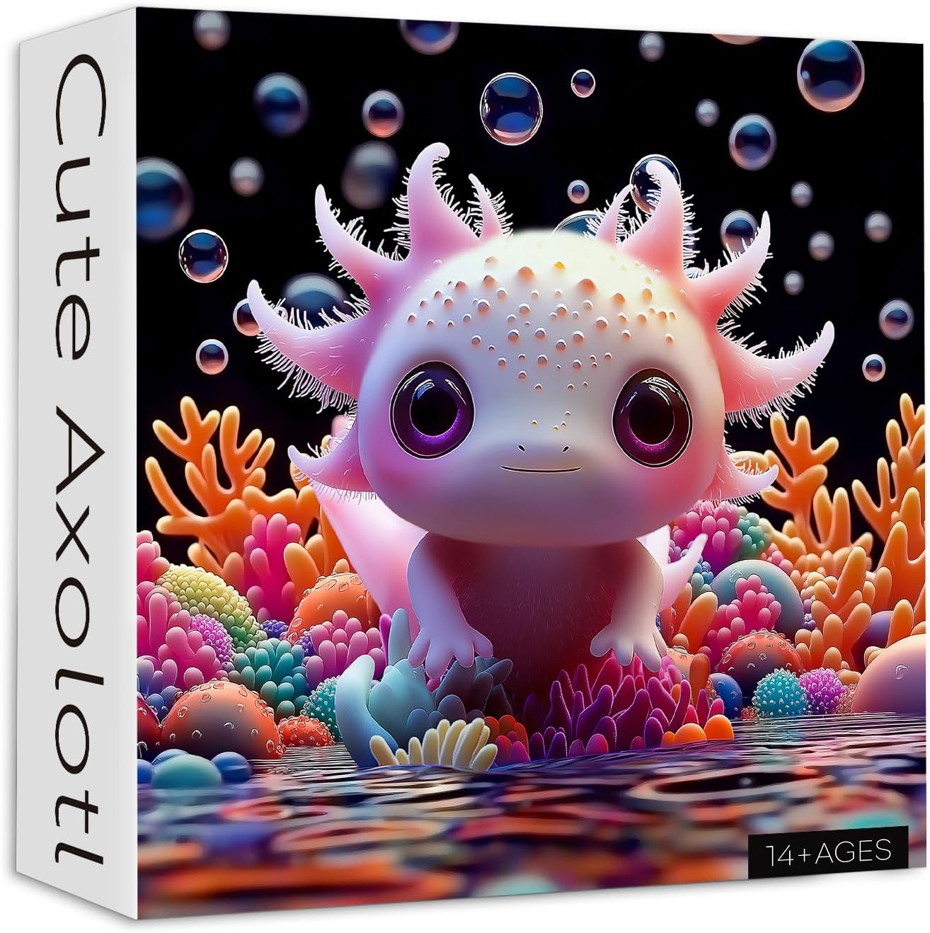 PICKFORU Cute Axolotl 1000 Piece Puzzle for Adults, Colorful Sea Animal Undersea Corals Jigsaw Puzzles, Impossible Hard Unique Art Theme as Home Decor