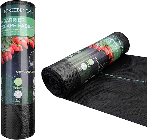 FORTHBEYOND Tela de barrera de malezas de jardín de 1.4 x 200 pies, tela de barrera de malezas resistente, tela de barrera de malezas con protección
