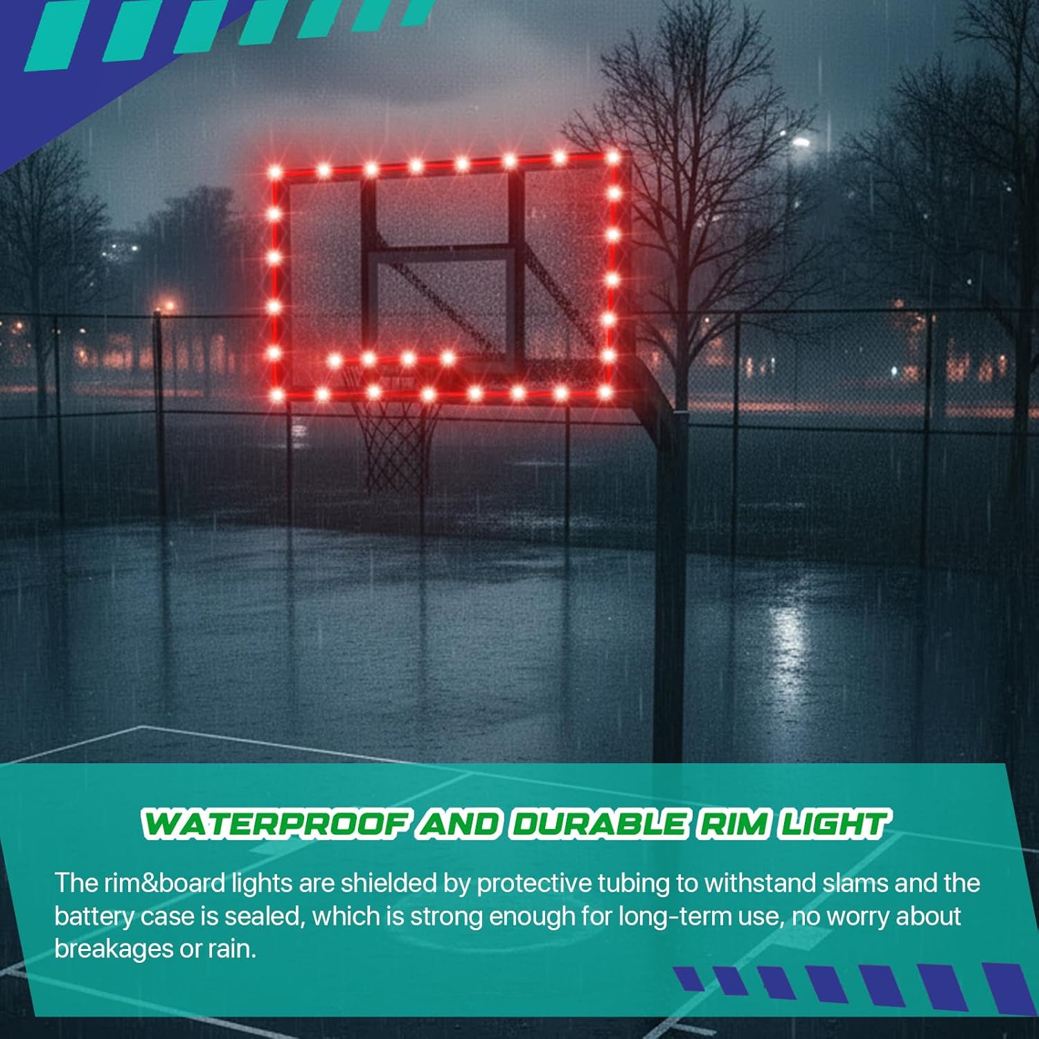 Waybelive LED Basketball Hoop Lights, Remote Control Basketball Rim LED Light, 16 Color Change by Yourself, Waterproof, Super Bright to Play at Night Outdoors, Good Gift for Kids