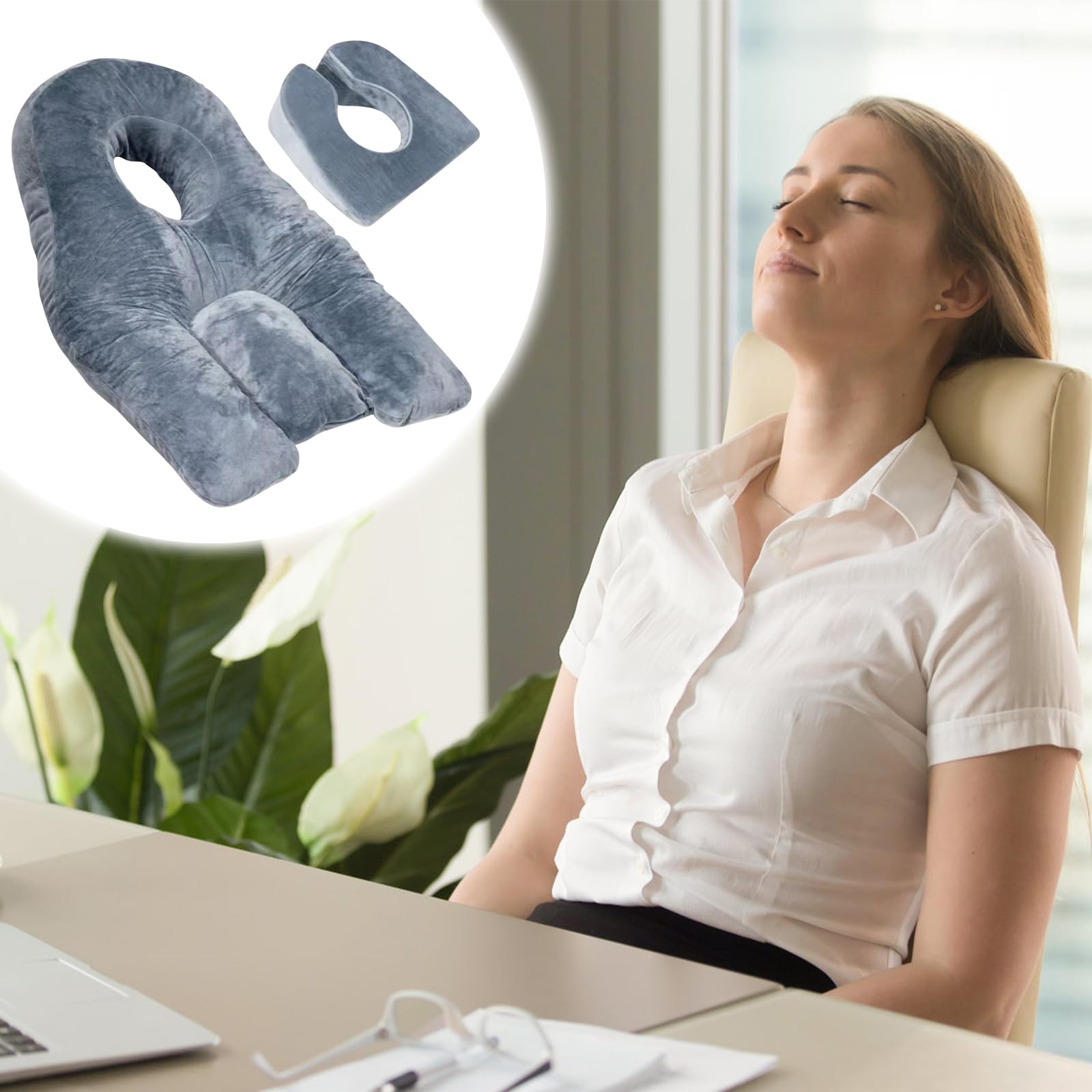 TWSOUL Almohada boca abajo para dormir para recuperación de cirugía de ojos o BBL, almohada propensa con agujero para vitrectomía o cirugía de retina, almohada de masaje en el hogar con espuma