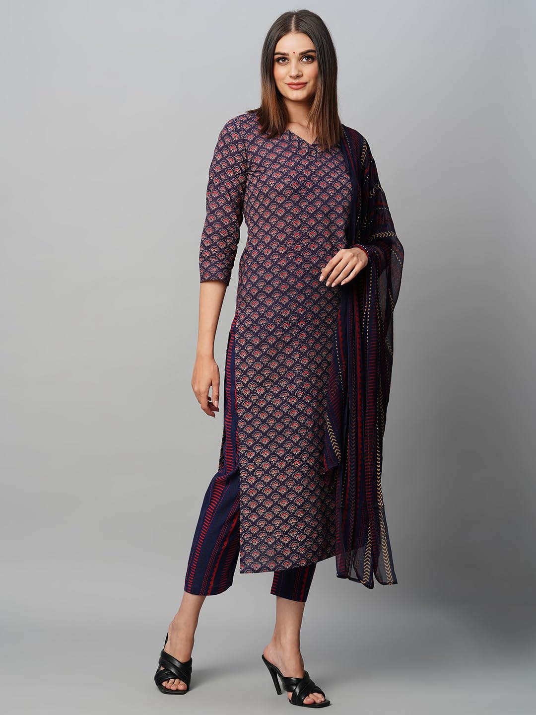 ANNI DESIGNER Kurta da donna in misto cotone dalla vestibilità dritta