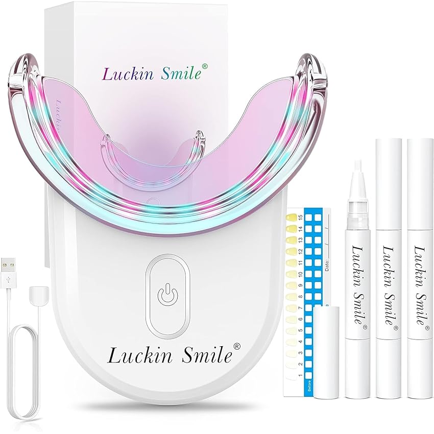 Immagine del prodotto Kit Sbiancante Denti Professionale, LuckinSmile Kit Sbiancamento Denti, 3 * 3ml Gel Sbiancante per Denti, 2 Livelli Modalità Sbiancante, 32X Luce LED, Senza Sensibilità, Efficace e Sicuro