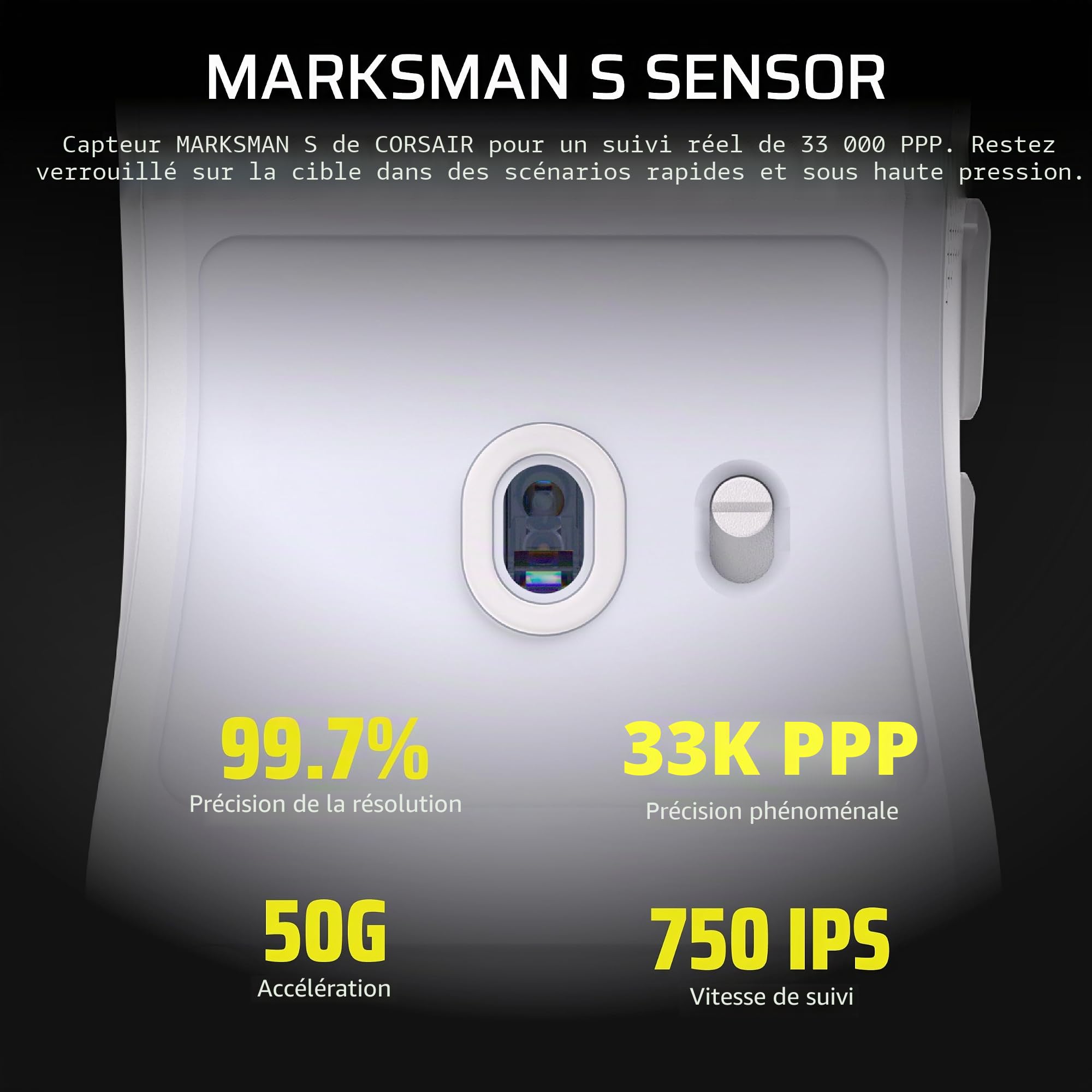 Corsair Sabre v2 Pro Souris de Jeu FPS sans Fil ultralégère - 33 000 DPI, Poids 36 g, Hyper-Polling 8000 Hz, interrupteurs mécaniques, autonomie sans Fil jusqu'à 70 Heures