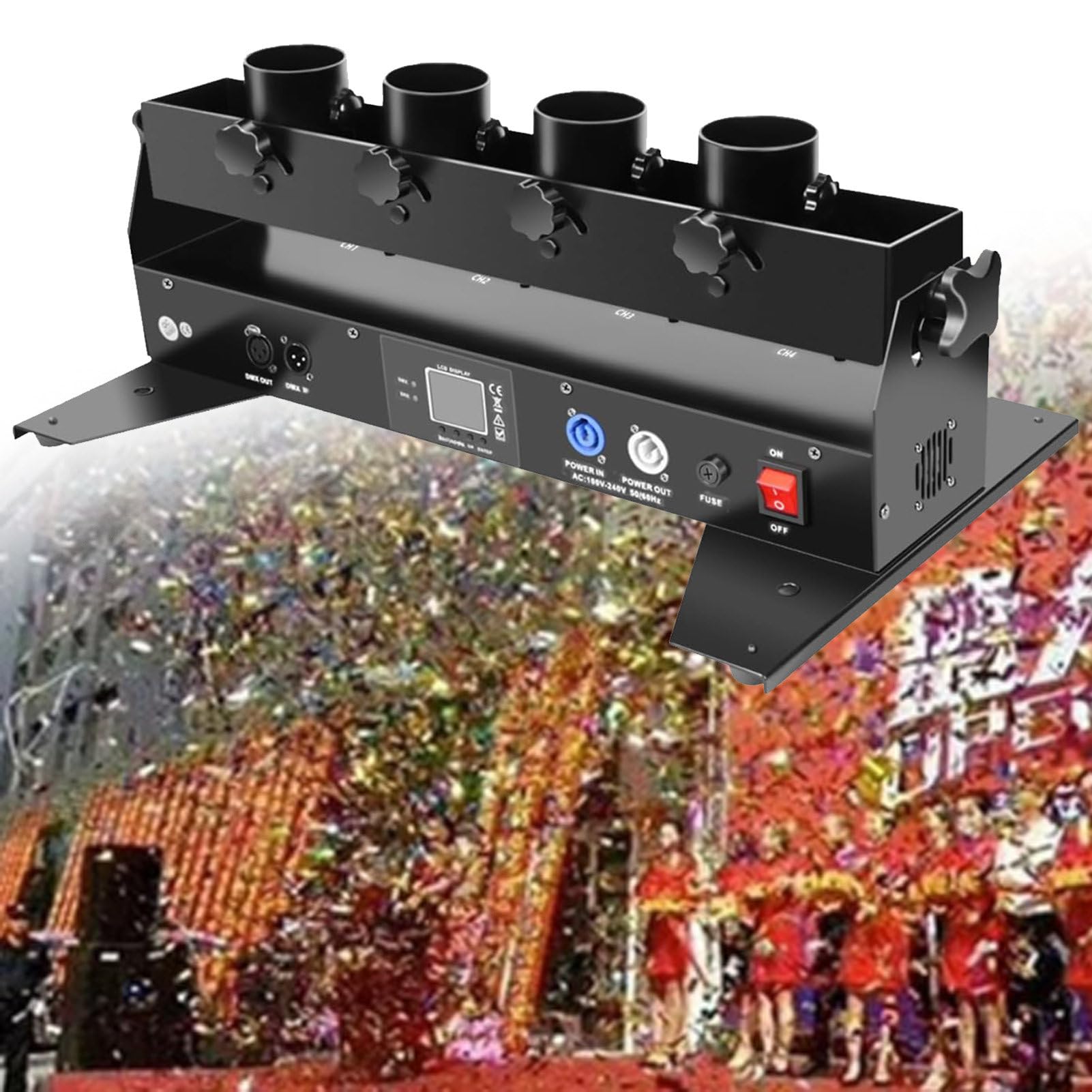 Machine à confettis électrique Portable à 4 Sorties, Lanceur de confettis Professionnel avec télécommande pour événements scéniques et Mariages