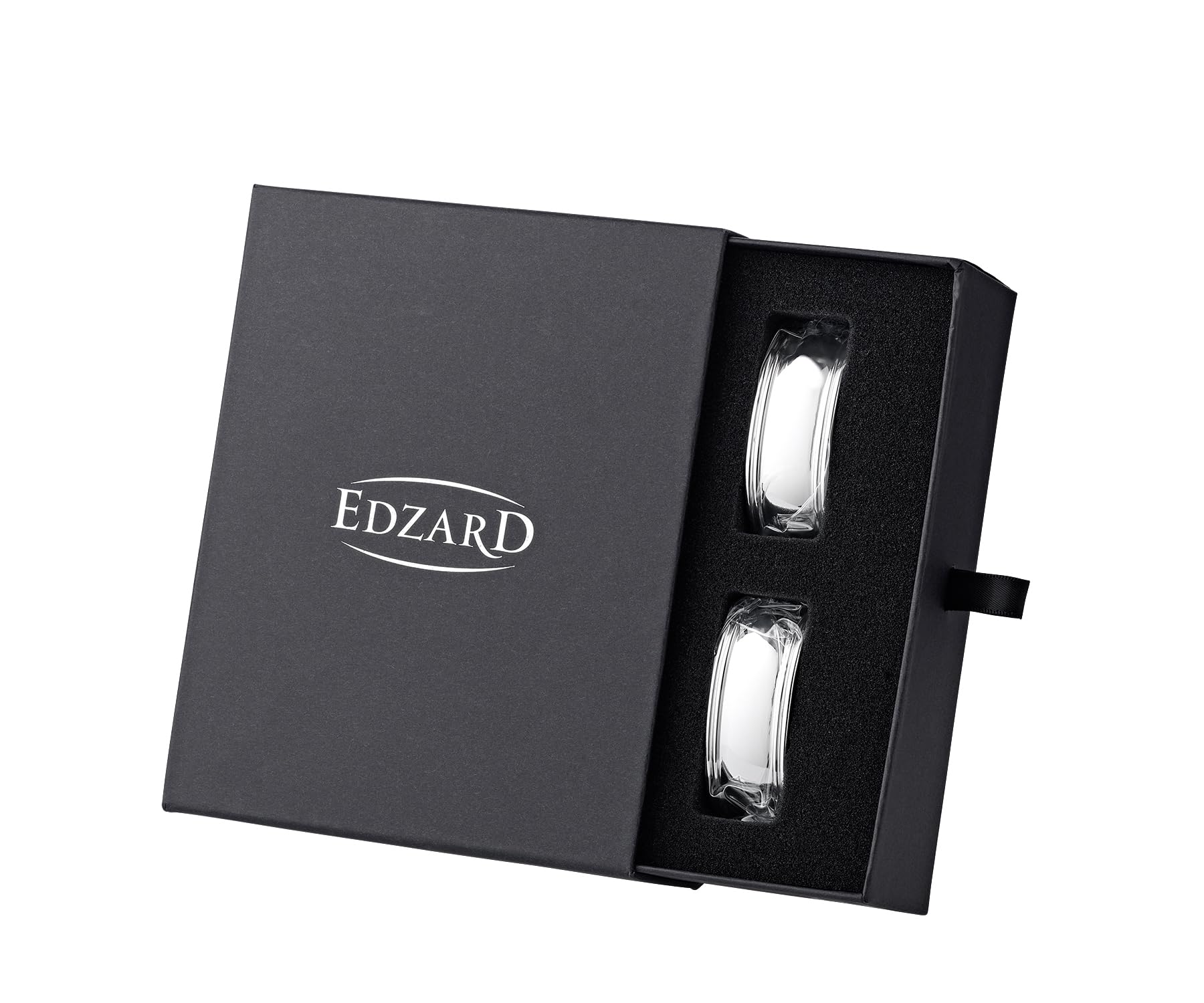 EDZARD 4er Set Serviettenring Faden, Länge 6 cm, edel versilbert, anlaufgeschützt