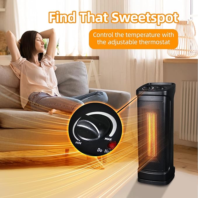 Calefactor Eléctrico Portátil Cerámico PTC 1500W Oscilante con Termostato miniatura 6