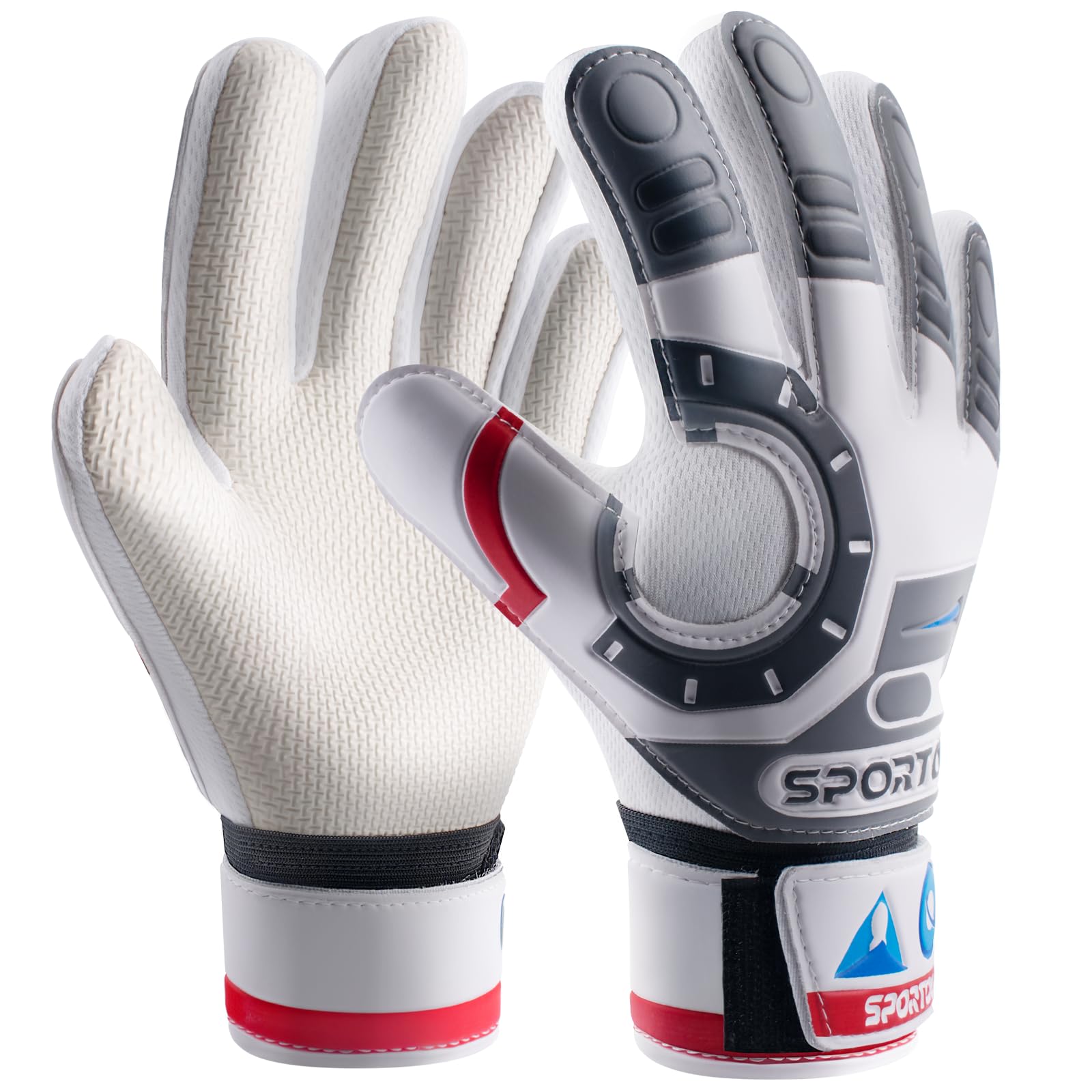 Sportout Kids Goalkeeper Gloves, Soccer Gloves with Double Wrist Protection and Non-Slip Wear Resistant Latex Material to Give Protection to Prevent Injuries