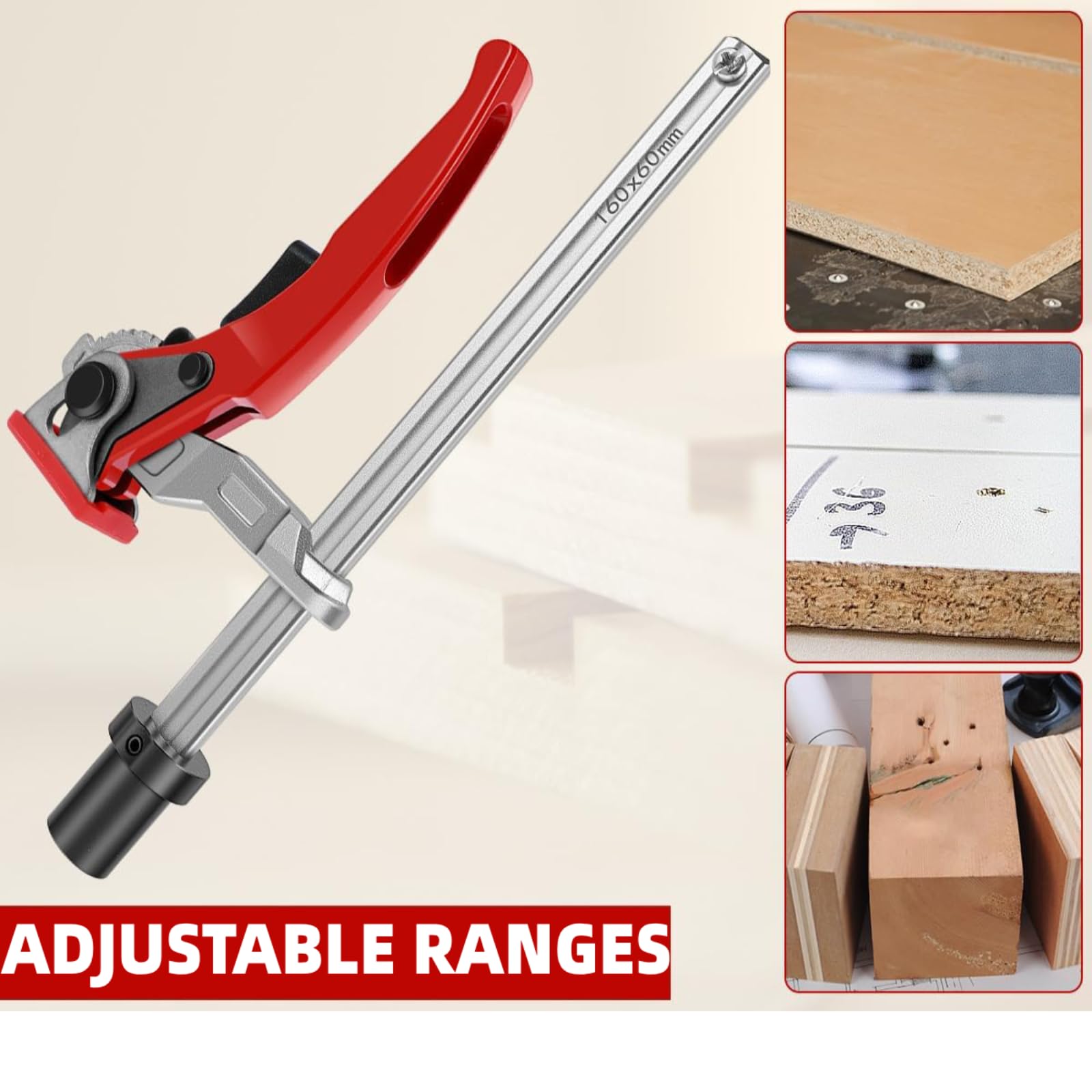 DEWIN Ratchet Bench Clamp,20mm Lever Clamp Capacity Base 13.5x6.5mm Guide Rail Bench Dog Clamp with Ratchet Mechanism Clamping Range 160x60mm for Woodworking - Image 3