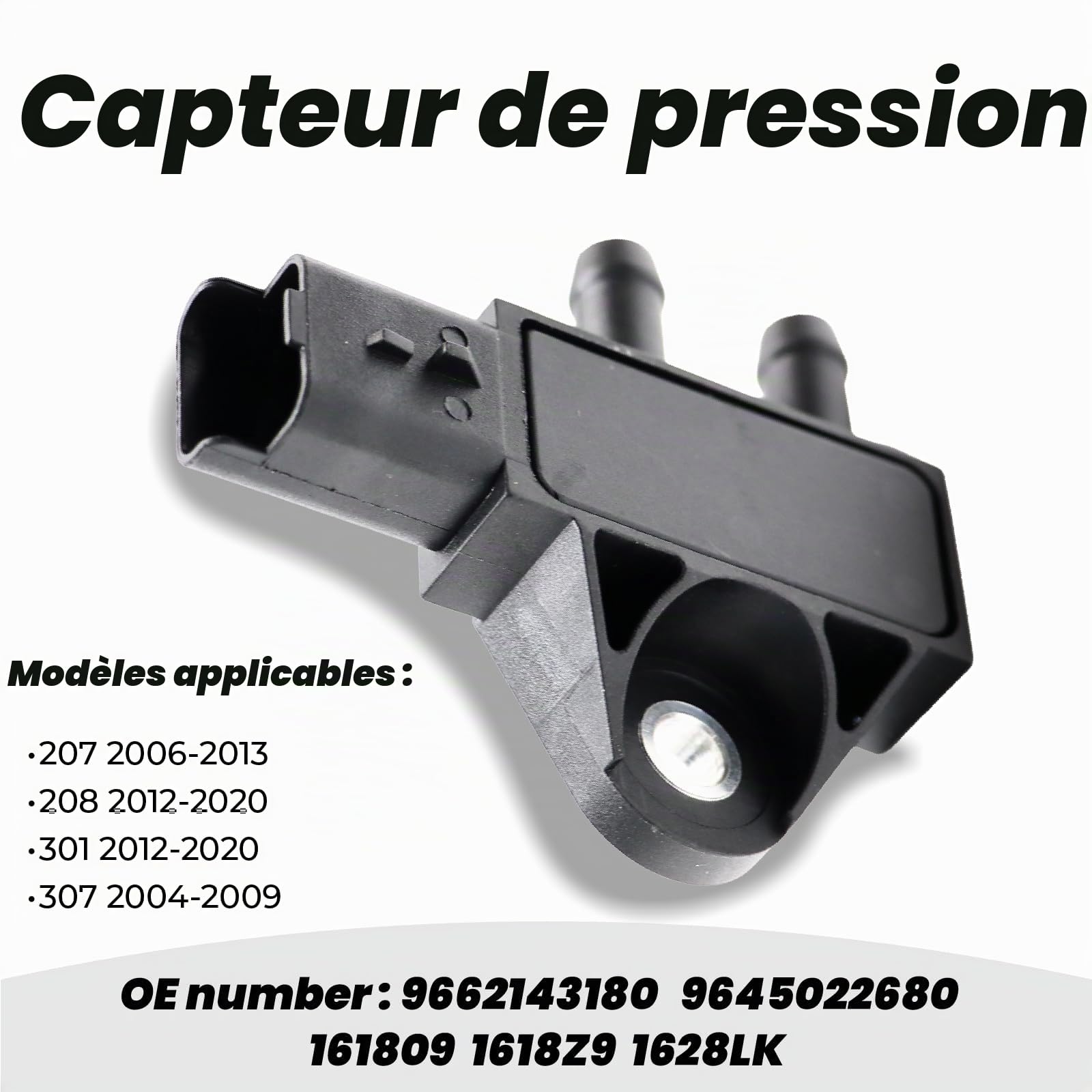 Capteur de pression d'échappement pour 207 208 301 307 407 Expert Partner Capteur de pression différentielle pour véhicules DPF 9662143180 9645022680 161809 1618Z9