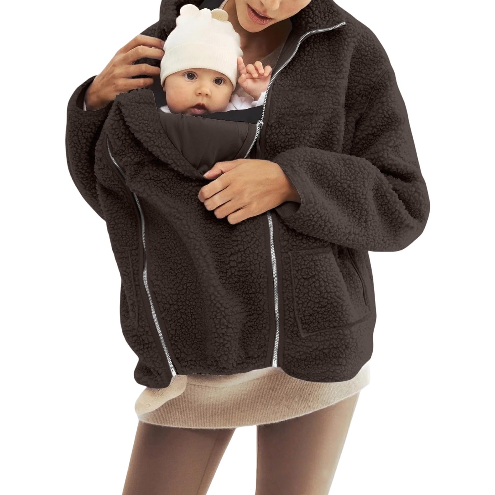 Tragejacke Winter Teddyfleece Jacke Damen Winterjacke Schwangerschaft