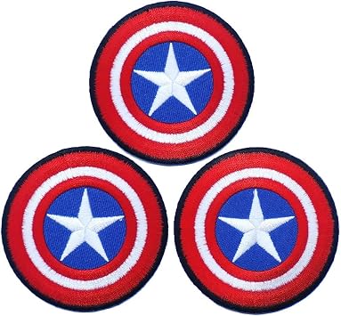 Lot of 3 Pieces, 2.7 Inches Captain Shield Embroidered Iron on Patch Logo Fabric Applique Superhero