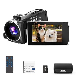 Camcorder Video Camera 4K, 64MP Vlogging Camera for Youtube, Video Recorder Cameras with 18X Digital Zoom, 3.0" 270° Rotating Screen Webcam Cam corder with 32GB TF Card & 1 Battery, Remote Control - Amazon product rated Grade A