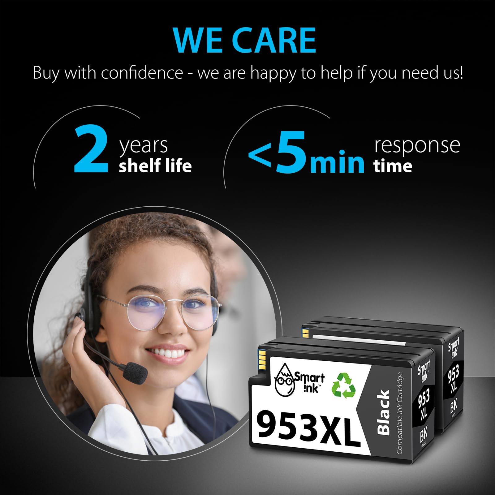 Smart Ink Cartuccia d'inchiostro compatibile di ricambio per HP 953XL 953 XL 2 Multipack (2 nero XL) con tecnologia chip avanzata da utilizzare con stampante HP Officejet Pro 7720 7730 7740 8710 8715