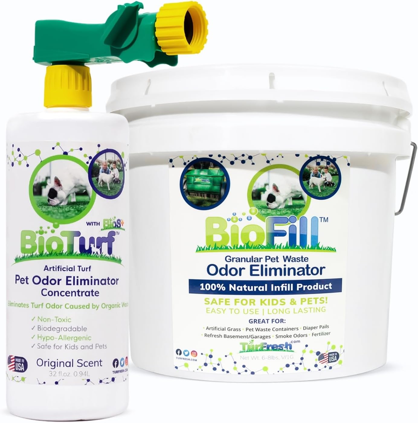Mini Power Pack – Artificial Turf Cleaner & Yard Odor Eliminator for Dogs – Bio-Enzymatic Pet Urine & Feces Neutralizer – Safe for Kids & Pets – Includes 32 oz Spray & 8 lb Infill