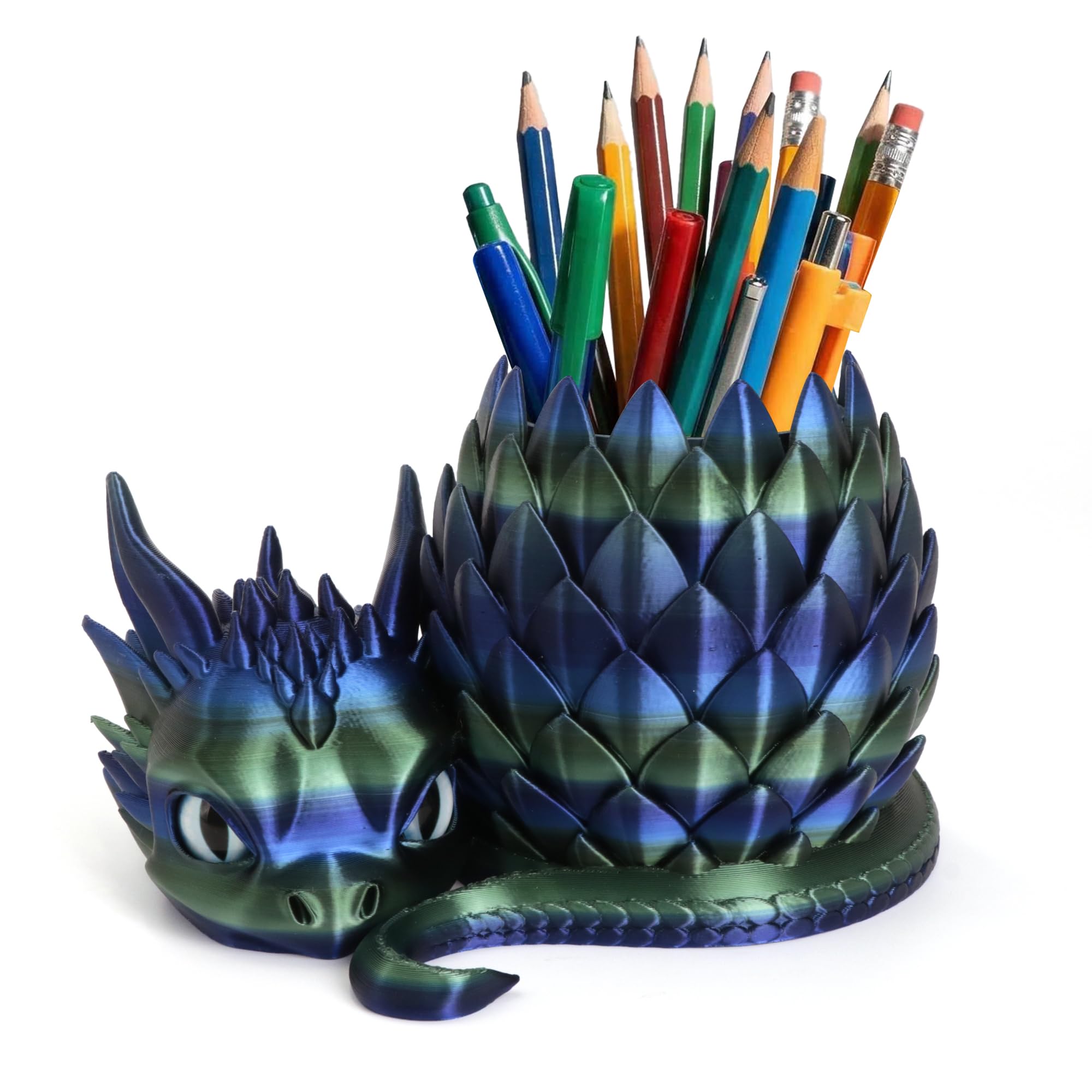 Portapenne da scrivania con stampa 3D a forma di drago rimovibile, grazioso organizer da scrivania per penne, matite, graffette, pennelli da trucco, regalo decorativo da scrivania fantasia