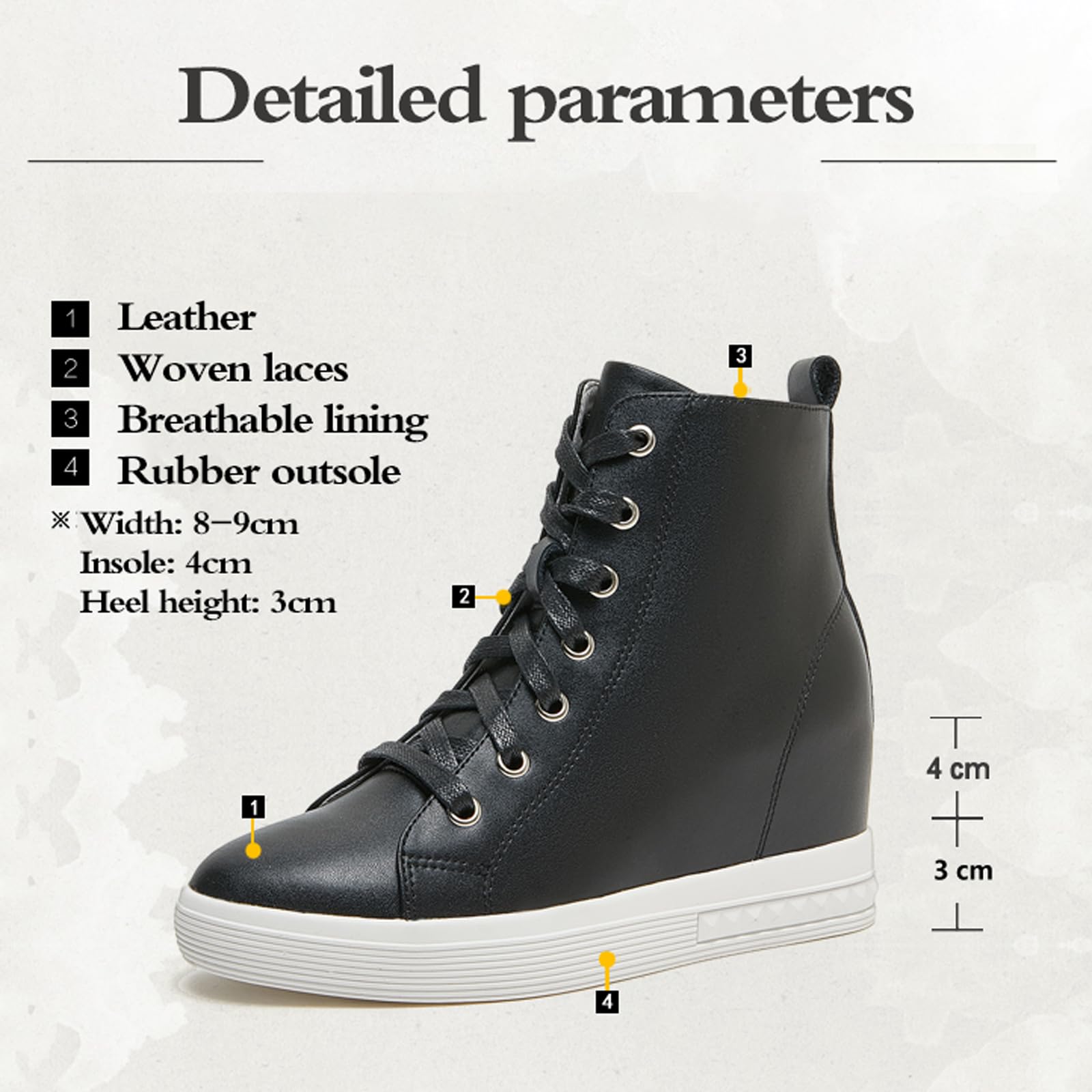 Sneakers Zeppa Donna Casual,Scarpe con Tacco Interno,Scarpe da Ginnastica Sneakers Zeppa,Piattaforma,Alte,per Camminare Lavoro Volta Libero(Aumento dell'altezza Interna di 4 cm)