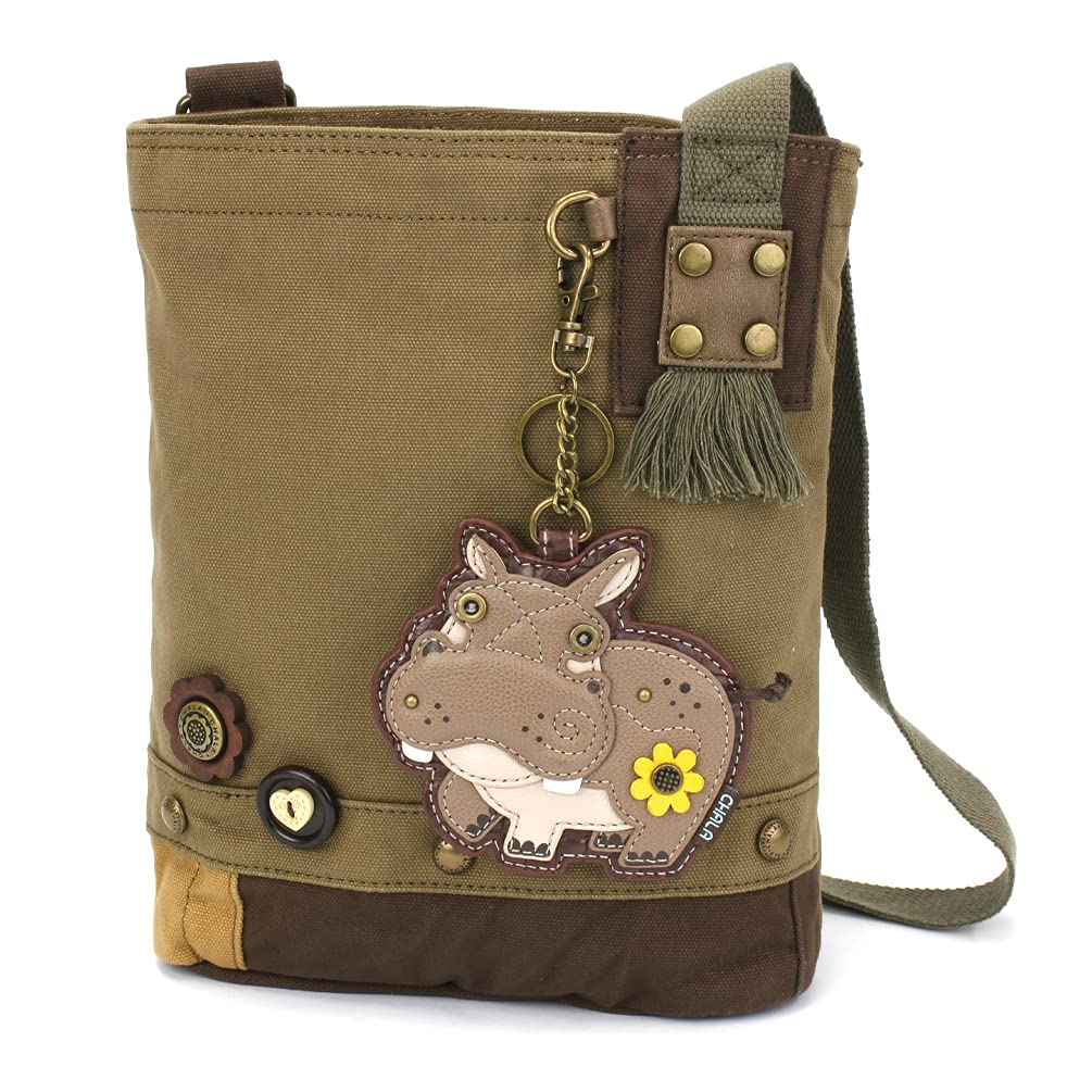 CHALA Patch Cross-Body Women Handbag, Canvas Messenger Bag Olive, Metal Charming Cross - Oliv, Medium — view 101