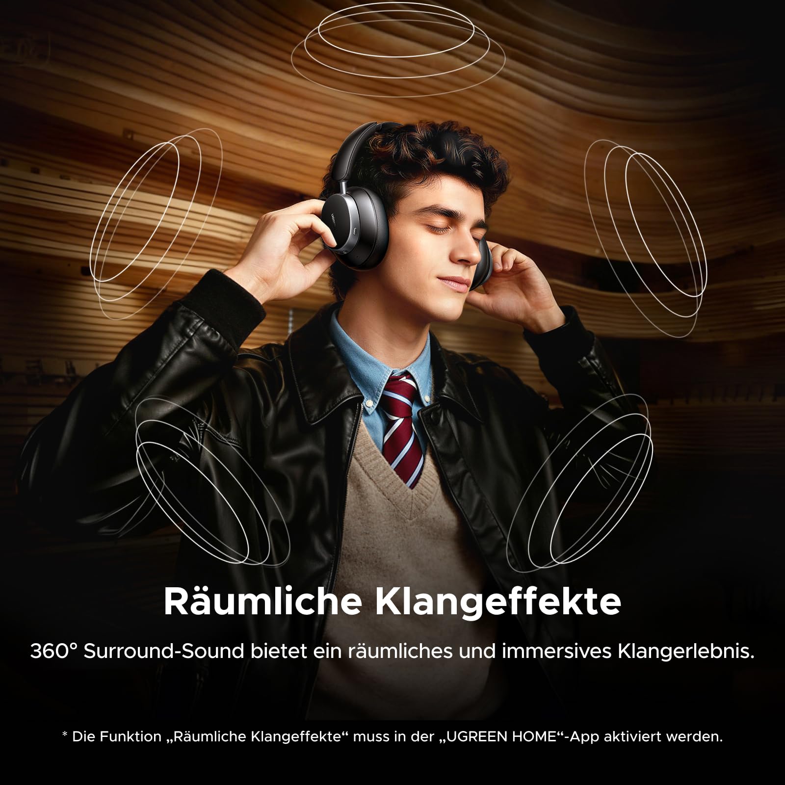 UGREEN Studio Pro kopfhörer Kabellos Bluetooth Over Ear mit Hybrid Adaptive Active Noise Cancelling, Bluetooth 6.0, Hi-Res Dual, LDAC, 120h Spielzeit, Spatial Audio, EQ in App, Duale Verbindung