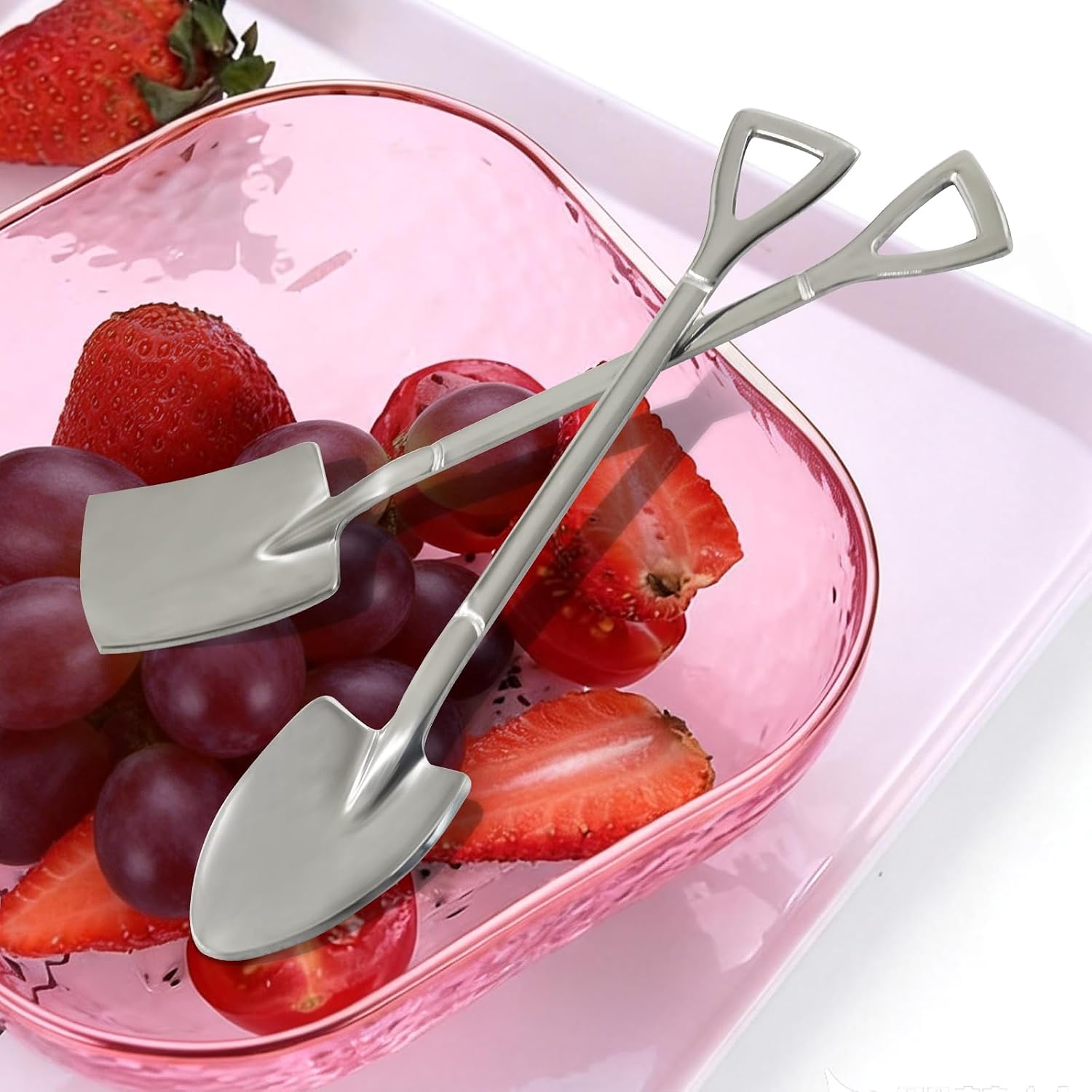 Murtenze 9 Pack Shovel Spoon Fork Set, 4.76" Stainless Steel image 5