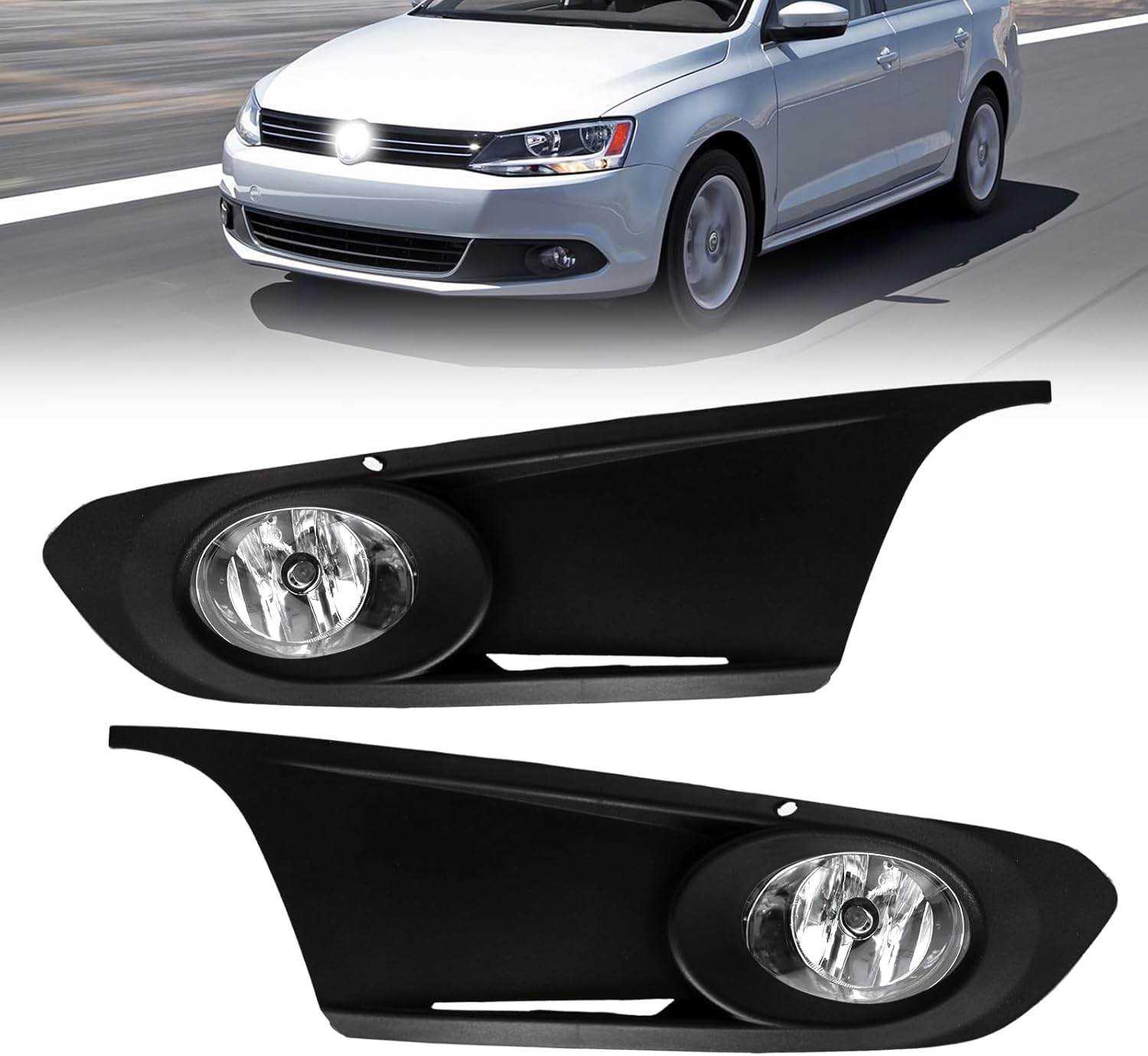 Fog Lights Fits for 2011-2014 Volkswagen Jetta (Not fit Wagon, GLI Models) 2PCS OEM Replacement Fog Lamps