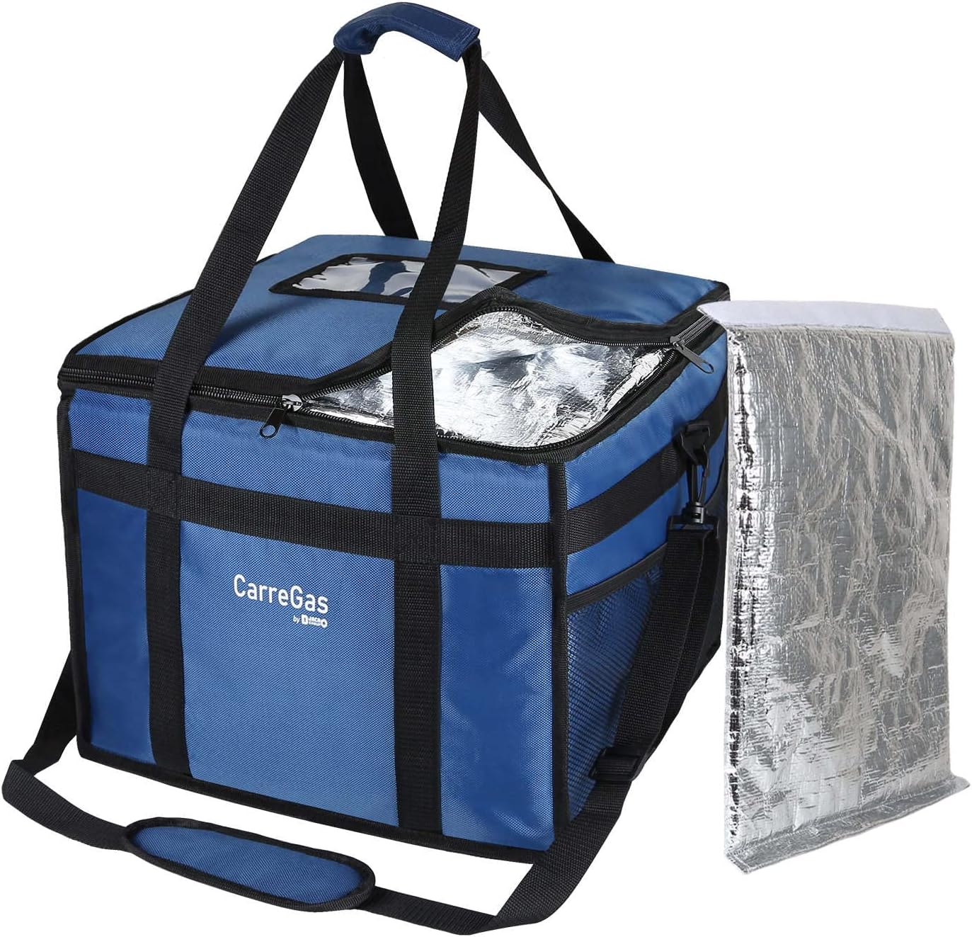 Hot Food Delivery Bag Insulated, Premium Large 53x30x28cm Takeaway Bags Suitable for Cold and Hot Food, Pizza, Restaurant, Home Delivery, Indian Chinese, Picnic, Navy Blue 38x38x32cm, Bag
