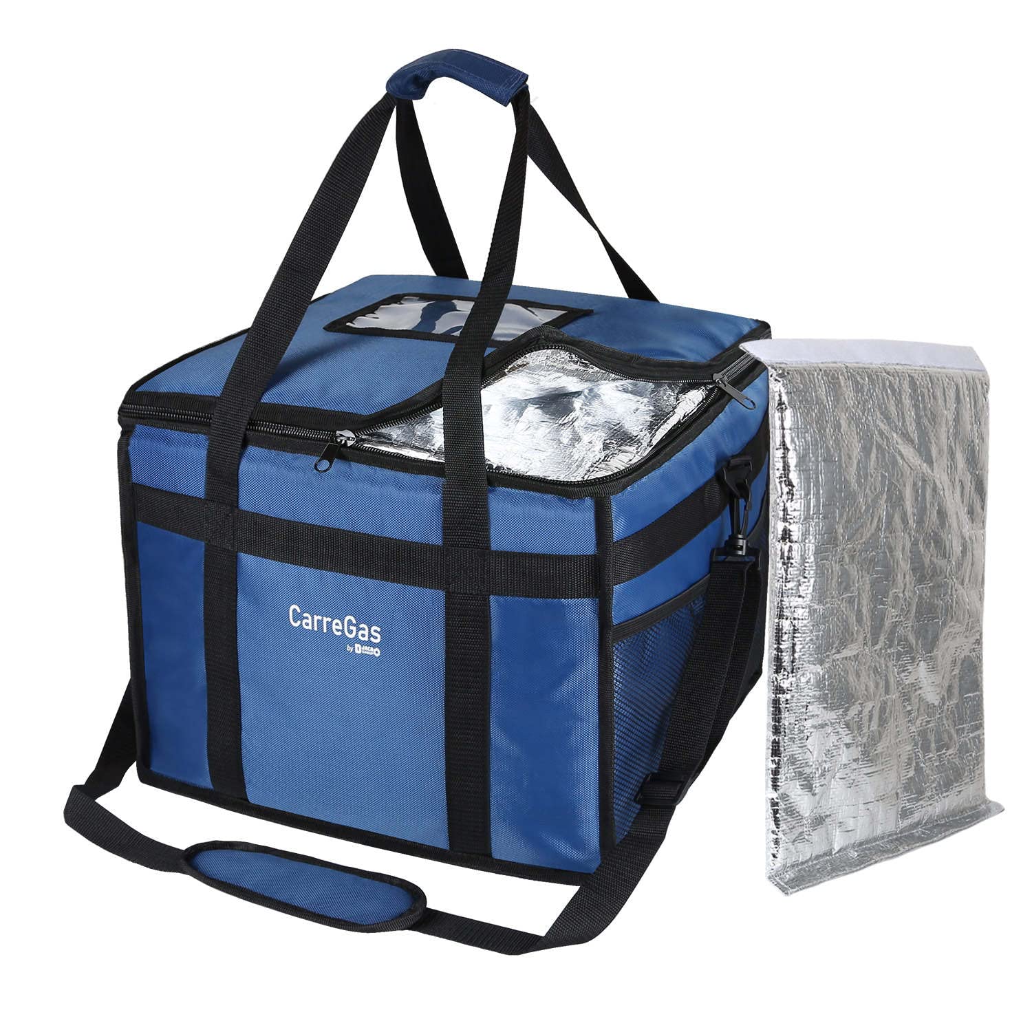 Hot Food Delivery Bag Insulated, Premium 38x38x32cm Takeaway Picnic Bags Suitable for Cold and Hot Food, Pizza, Restaurant, Uber Eats Delivery Bag, Grocery Shopping Bag NAVY BLUE