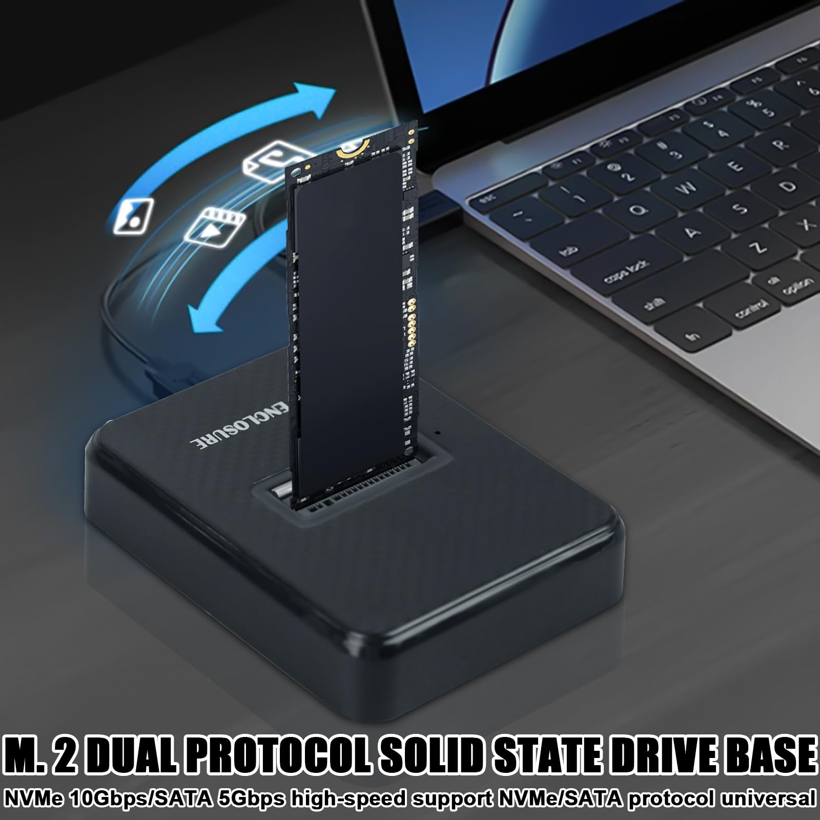 M.2 NVMe & SATA Docking Station, Disques Dur Disques Dur Station d'accueil 10Gbps USB 3.2 Gen2 Adaptateur pour M-Key/B+M Key Dual Protocole Boîtier SSD externe NVMe & NGFF pour SSD 2230/2242/2260/2280