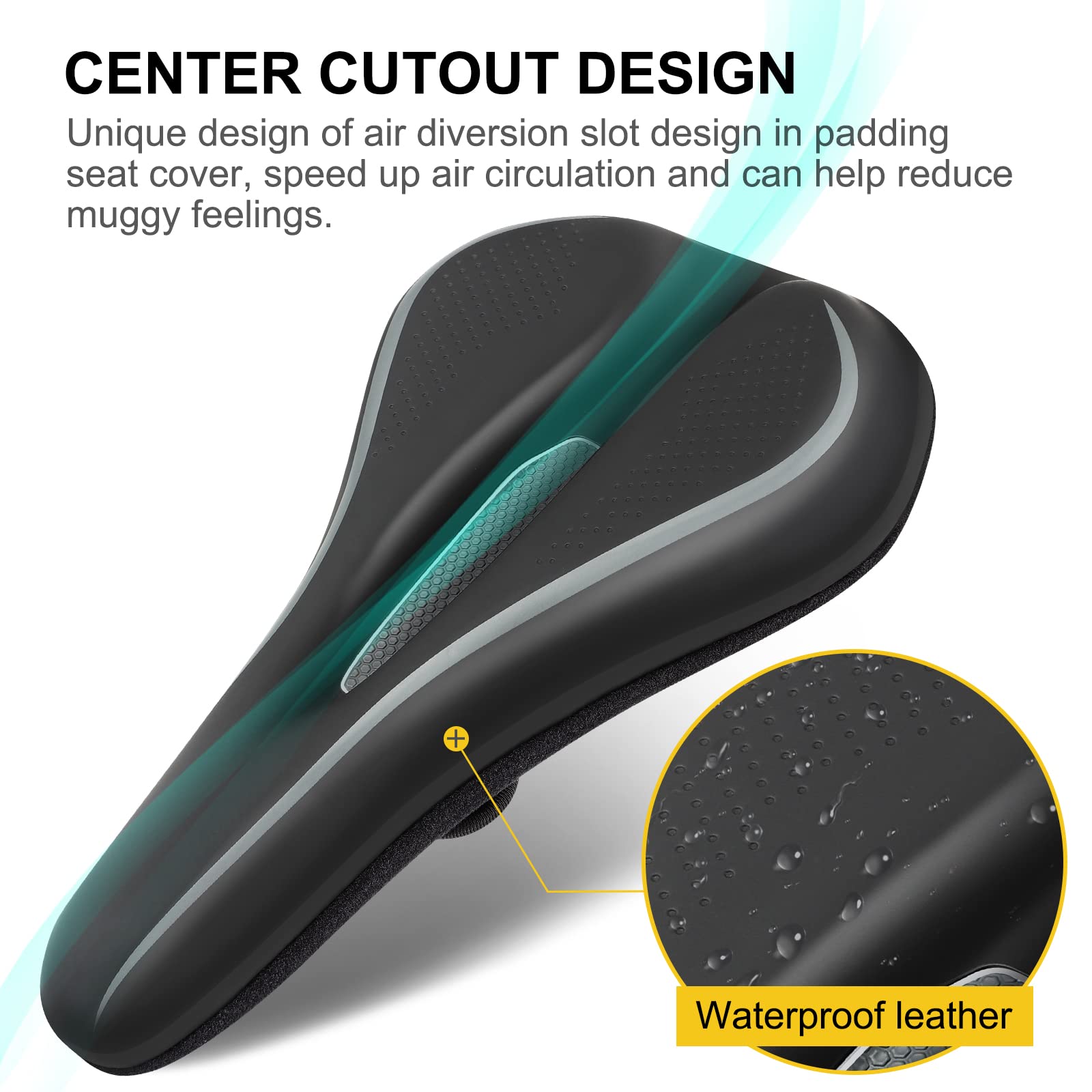 Housse de selle de vélo en gel : housse de siège confortable pour homme et femme, compatible avec Peloton, exercice stationnaire, siège de vélo Cruiser ou vélo spin (27,9 x 17,8 cm)