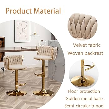 Amazon.com: Riknuxi Velvet Bar Stools Set of 2, Counter