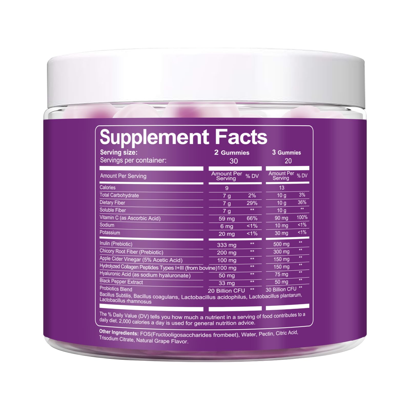 Migcopat 10G Fiber Gummies with Collagen Peptides, Grape Flavor, 60 Cts — Amazon image 9