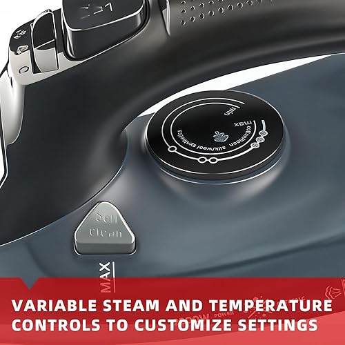 Miniatura 7 de Plancha de vapor, sin placa inferior pegajosa, vapor potente, 1000 vatios, tanque de agua antifugas, recordatorios de precisión adecuados para la