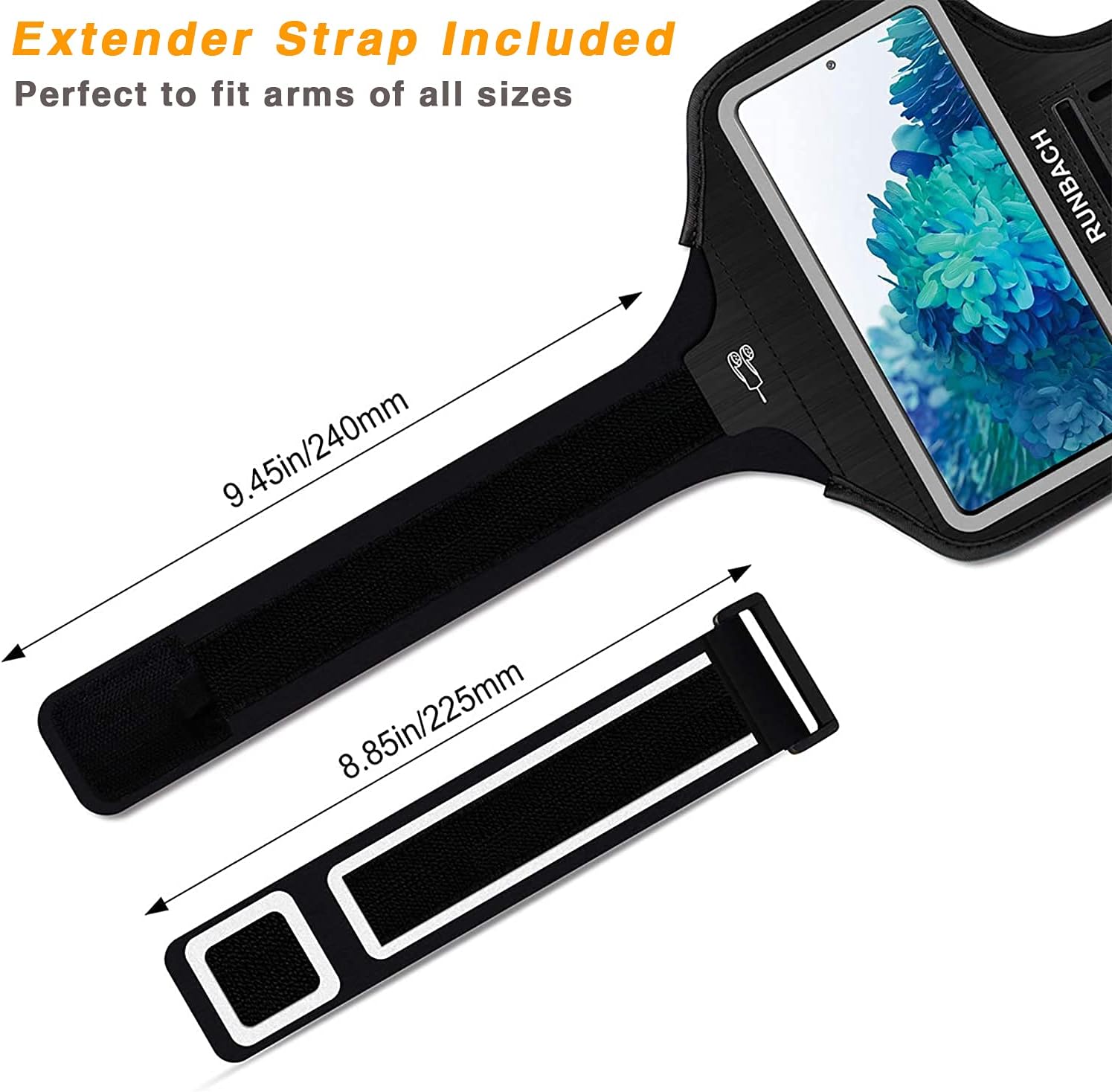 Water Resistant Running Armband for Samsung Galaxy S20 FE/S20+/S10+/S10 Lite/S9+/S8+,Galaxy A60/A51/A50/A32/A30/A20/A11/A10/A8S,with Fingerprint Touch,Adjustable Strap and Card Slot(Black)