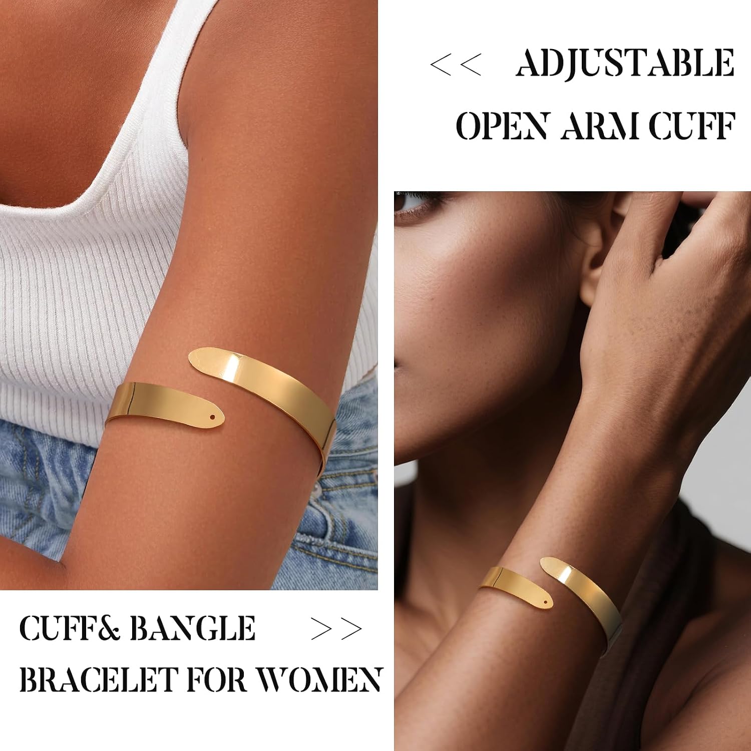 Giovanchi 5 Pieces Arm Cuff Upper Arm Band Cuff Bracelets for Women Adjustable Armband Set