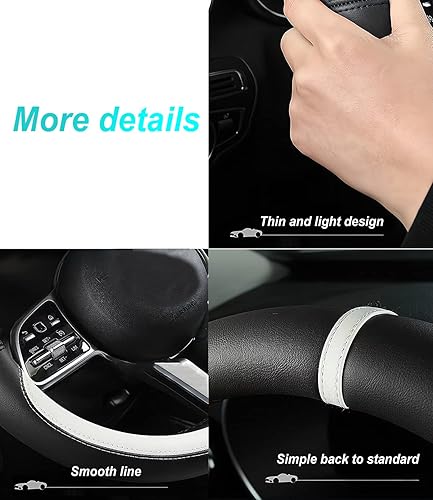 Miniatura 5 de Funda antideslizante para volante de automóvil, funda de cuero napa antideslizante para volante de automóvil, diseñada para accesorios interiores de