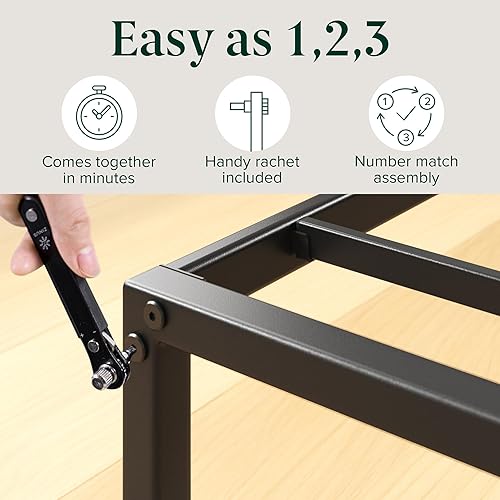 Miniatura 18 de Zinus plataforma de cama/Base de colchón de 14 pulgadas, no necesita sommier/soporte de rejilla de acero, cama doble, Acero, Negro