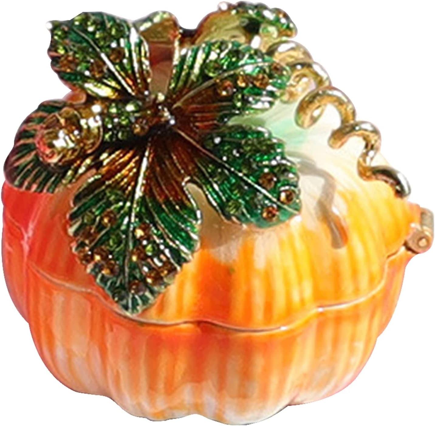 Caja de joyería pequeña, caja de almacenamiento de cerámica con forma de calabaza, contenedor, organizador de anillos, soporte for joyas, bandeja for platos, carro de regalo con diamantes de imitación