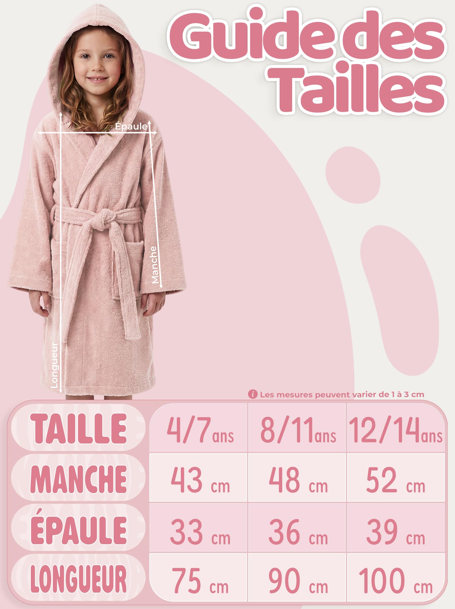 KDO MAGIC - Peignoir de bain enfant personnalisé - Brodé avec un prénom - Sortie de bain personnalisable 100% Coton - Idée cadeau Noël