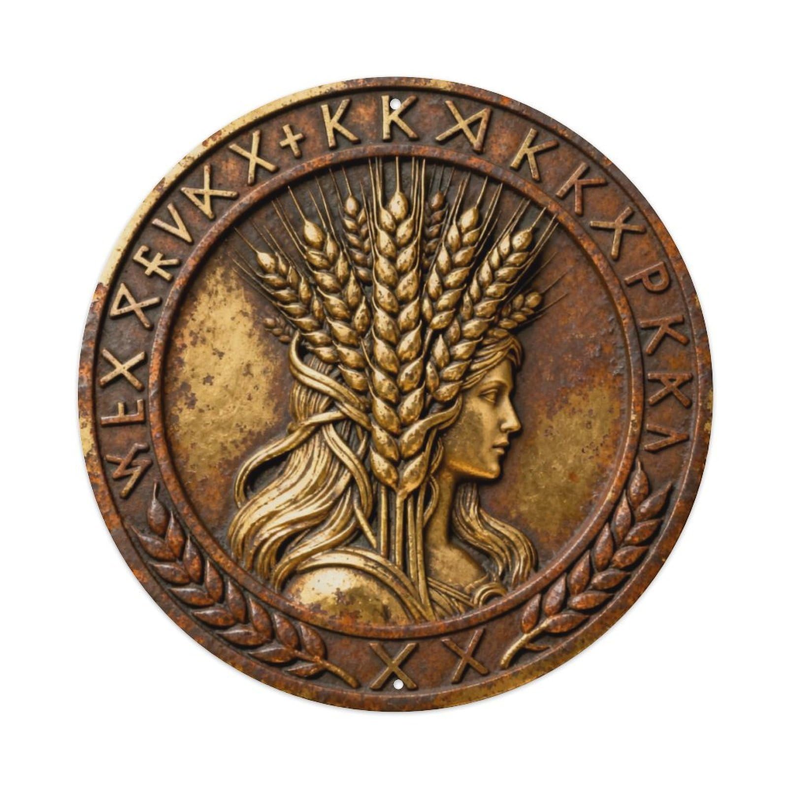 Norse Sif Golden Hair Goddess Rune Metal Tin Sign Plaque