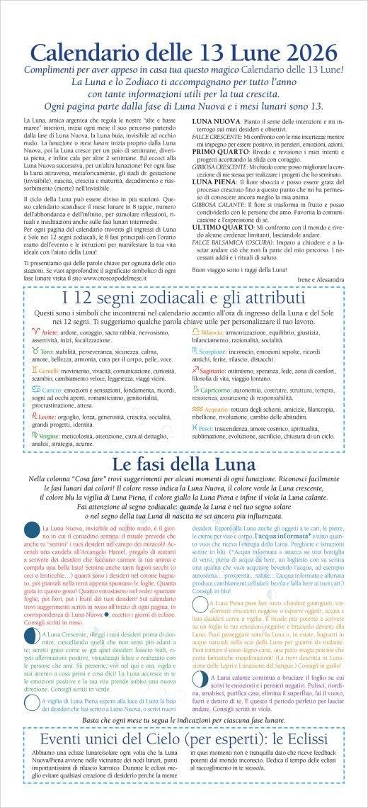Calendario delle 13 Lune 2026