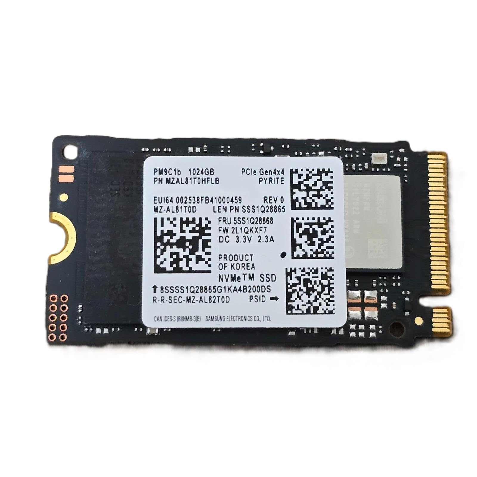 Samsung SSD 1TB, M.2 PCIe Gen 4.0 x4 NVMe, Serie PM9C1B 2242